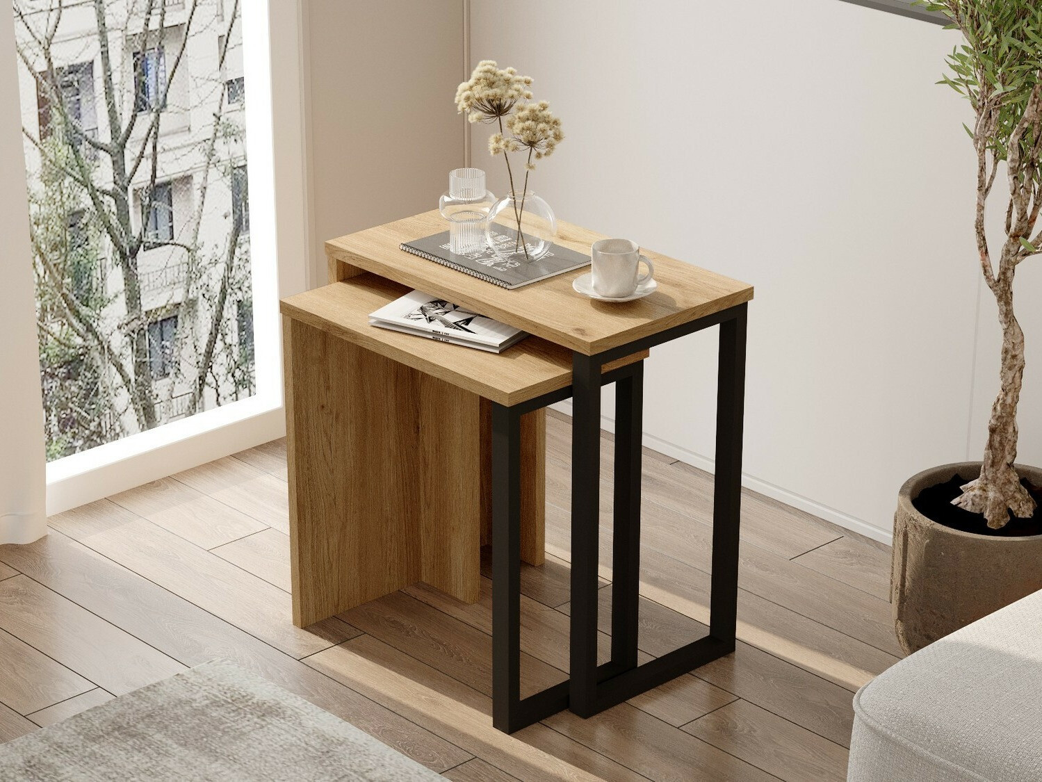 Kafijas galdiņu komplekts Fertore 106 (Ozols)