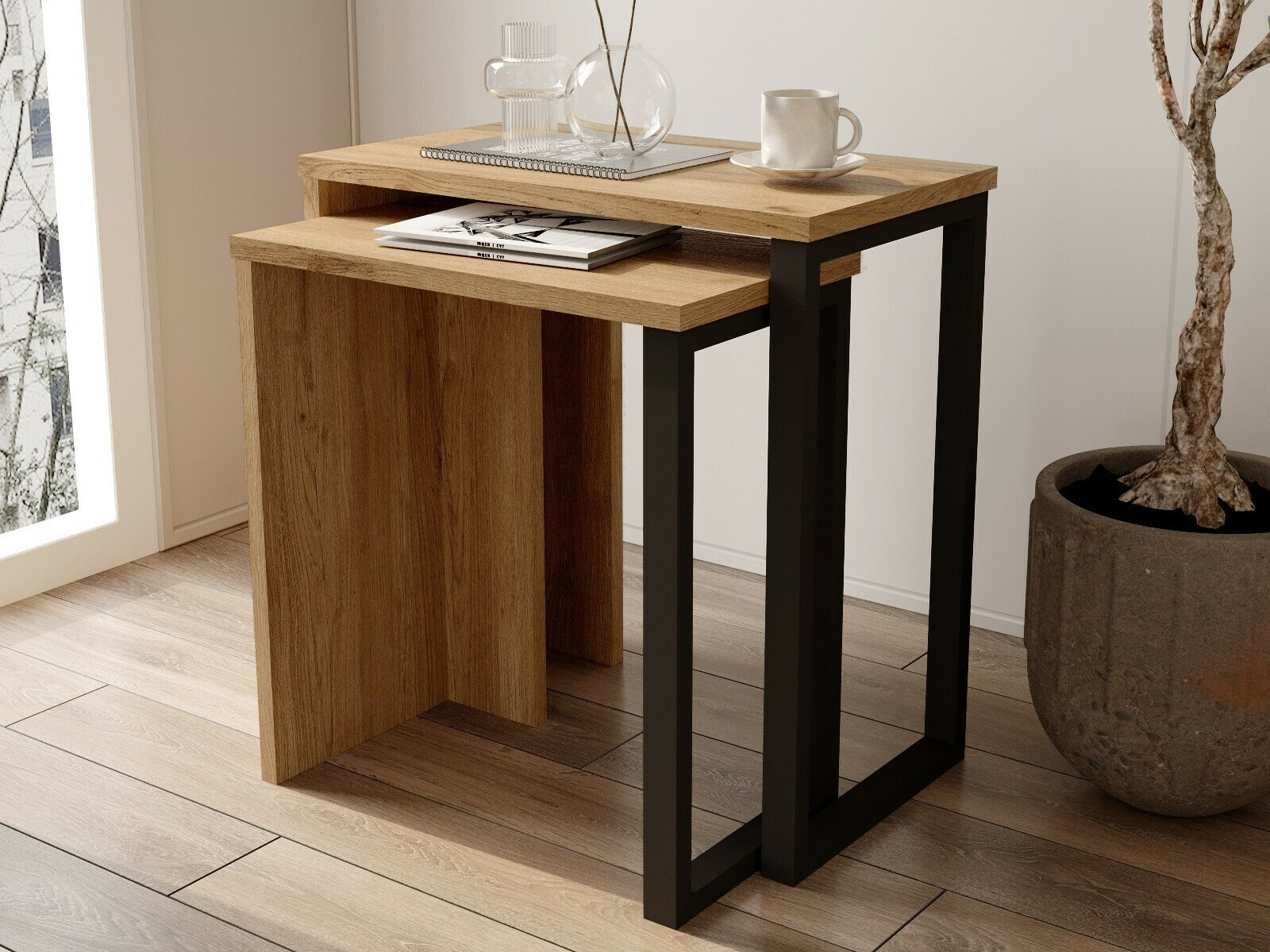 Kafijas galdiņu komplekts Fertore 106 (Ozols)