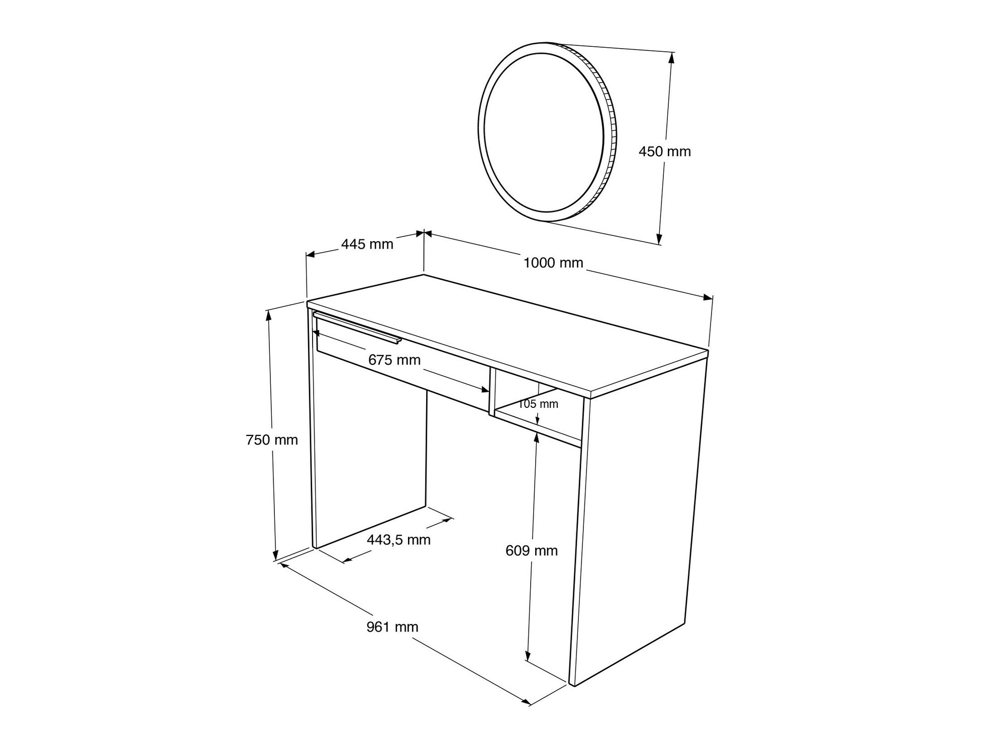 Макияжный столик Fertore 117 (Дуб)
