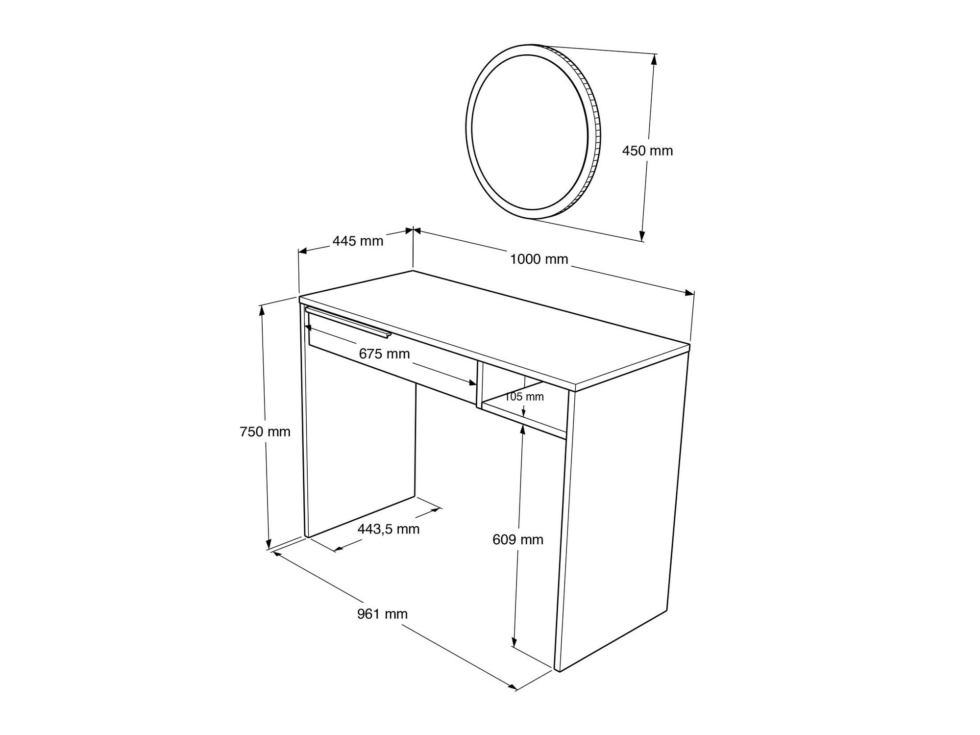 Макияжный столик Fertore 117 (Грецкий орех)