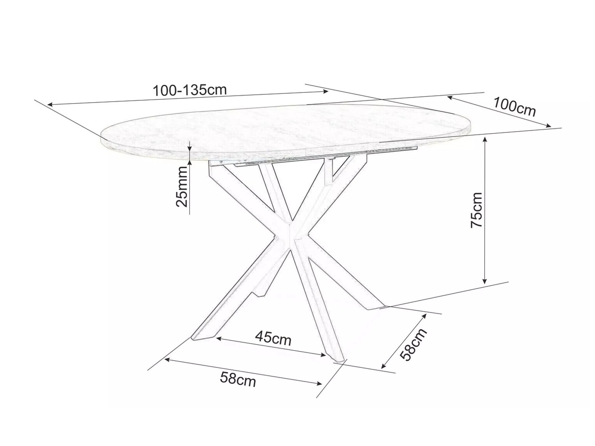 Cтол Detroit 115 (Черный мрамор)