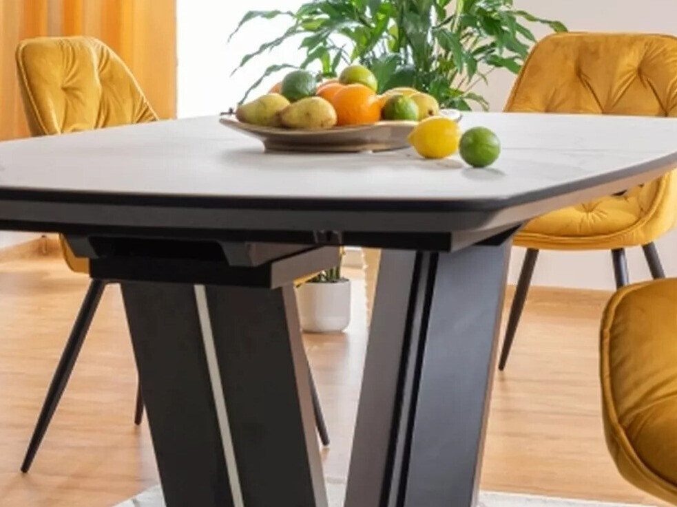 Cтол Detroit 116 (Белый мрамор + Чёрный)