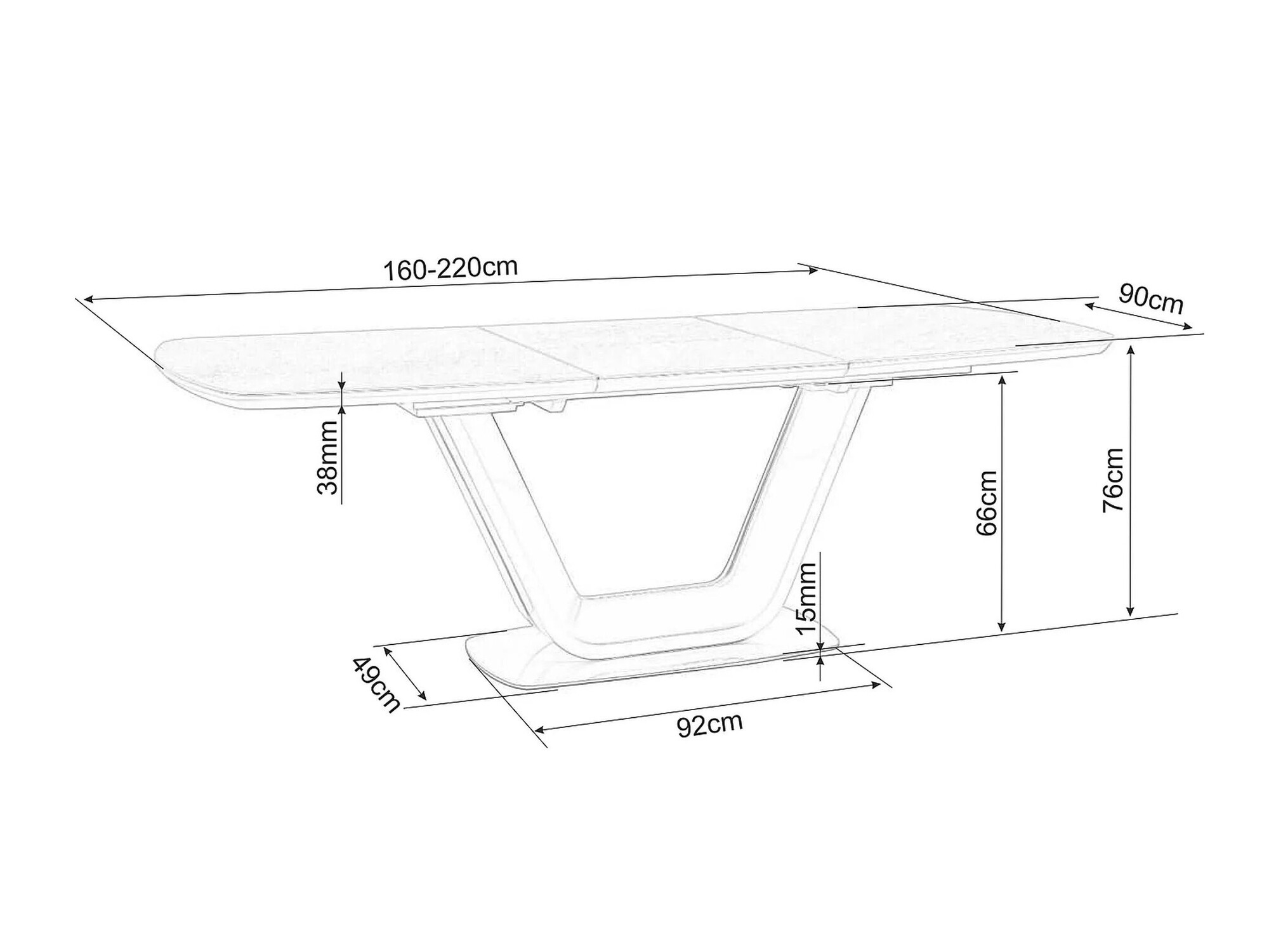 Cтол Detroit 116 (Белый мрамор + Чёрный)