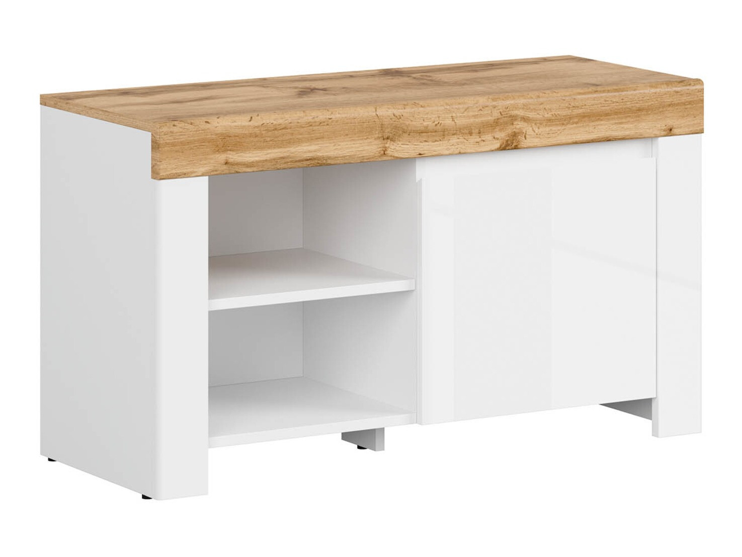 Тумба для обуви Sonsoru 118 (Белый + Глянцевый белый + Дуб вотан)