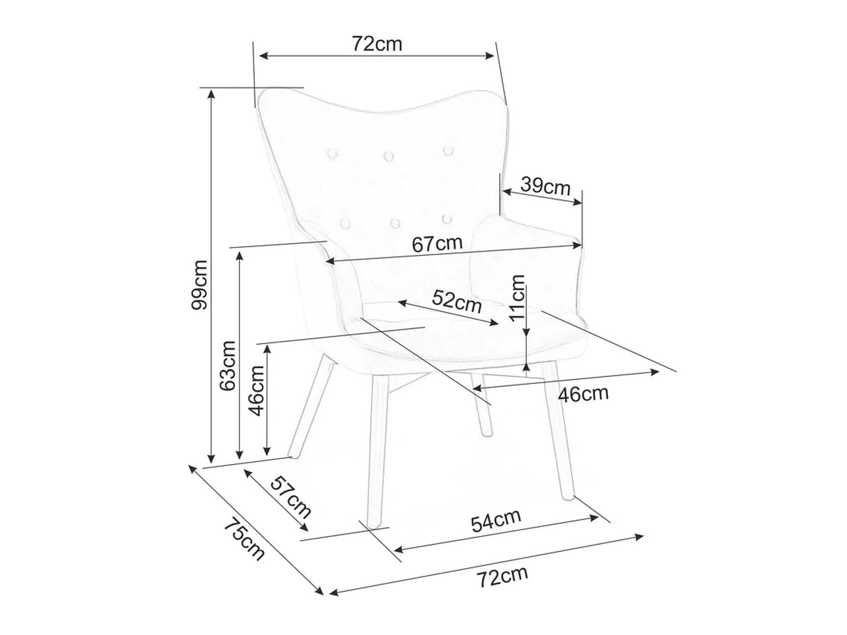 Krēsls Detroit 129 (Melns)