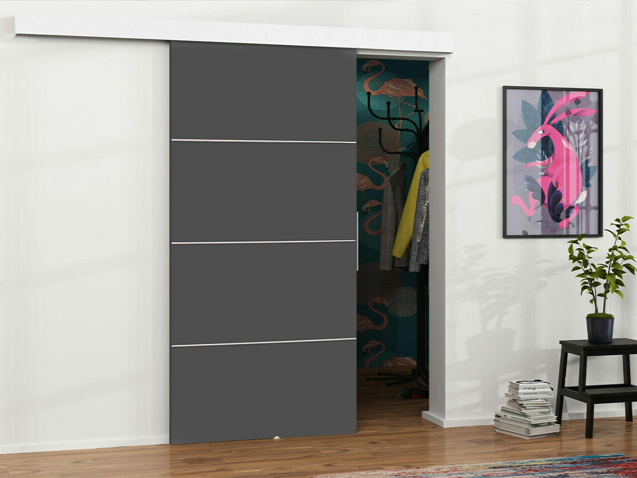 Bīdāmas durvis Dover 145 (Antracīts)