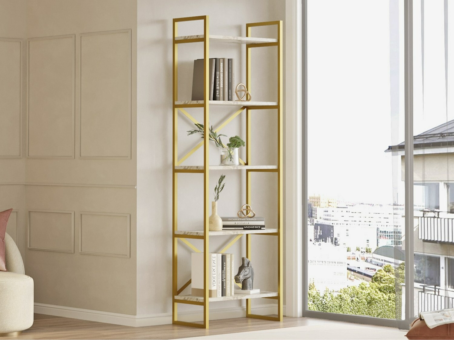 Plaukts Kailua 2088 (Balts marmors + Zelta)