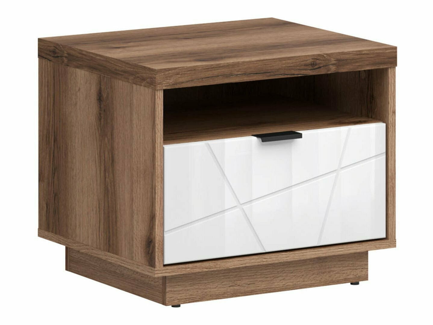 Прикроватная тумбочка Fivale 115 (Темный дуб делано + Глянцевый белый)