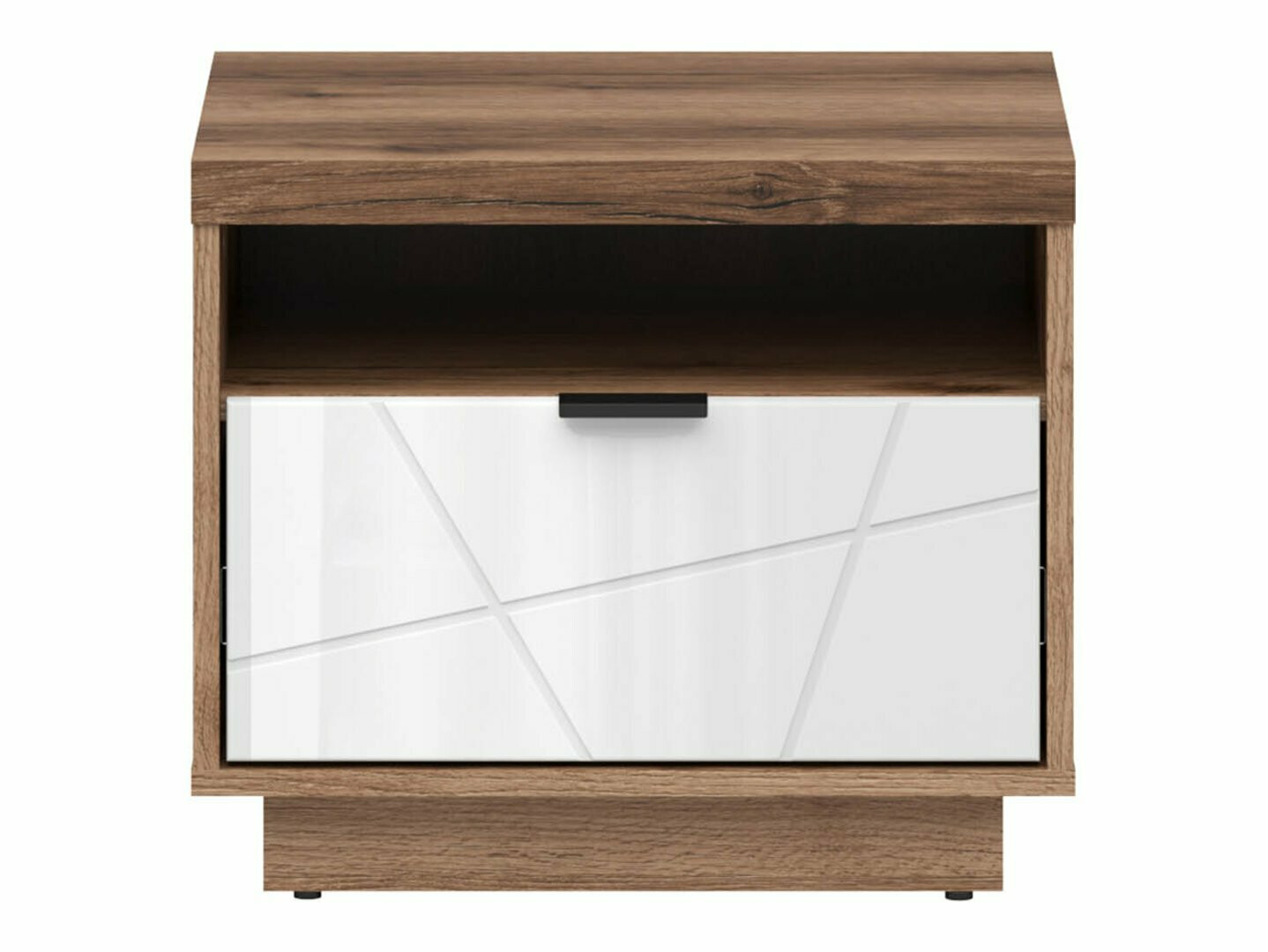 Прикроватная тумбочка Fivale 115 (Темный дуб делано + Глянцевый белый)