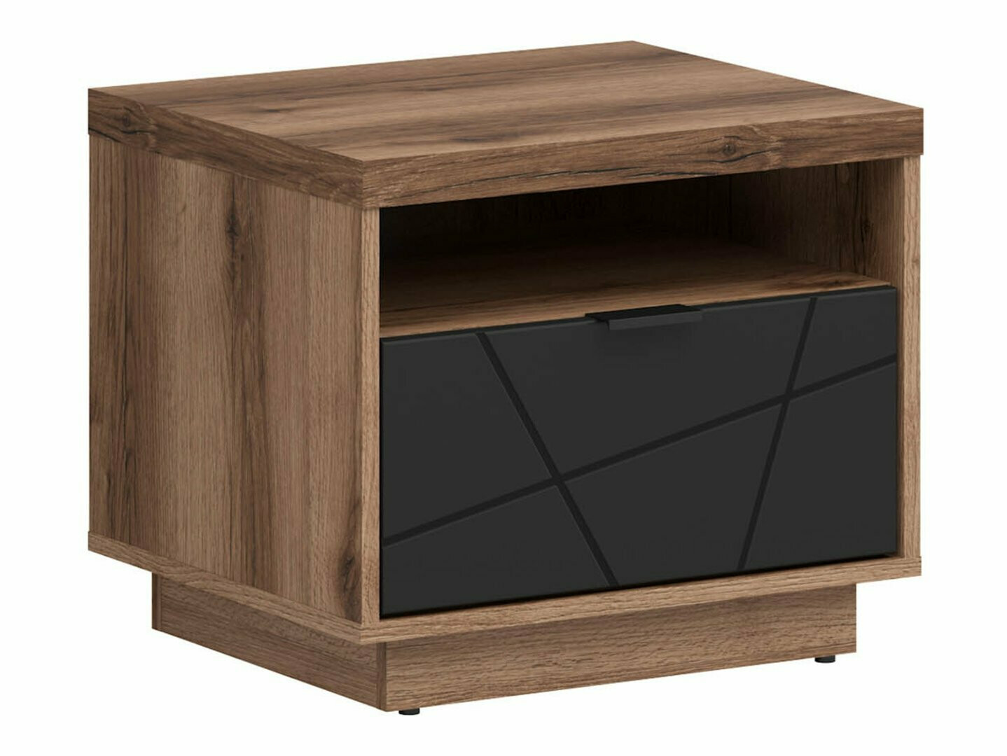 Прикроватная тумбочка Fivale 115 (Темный дуб делано + Матовый черный)