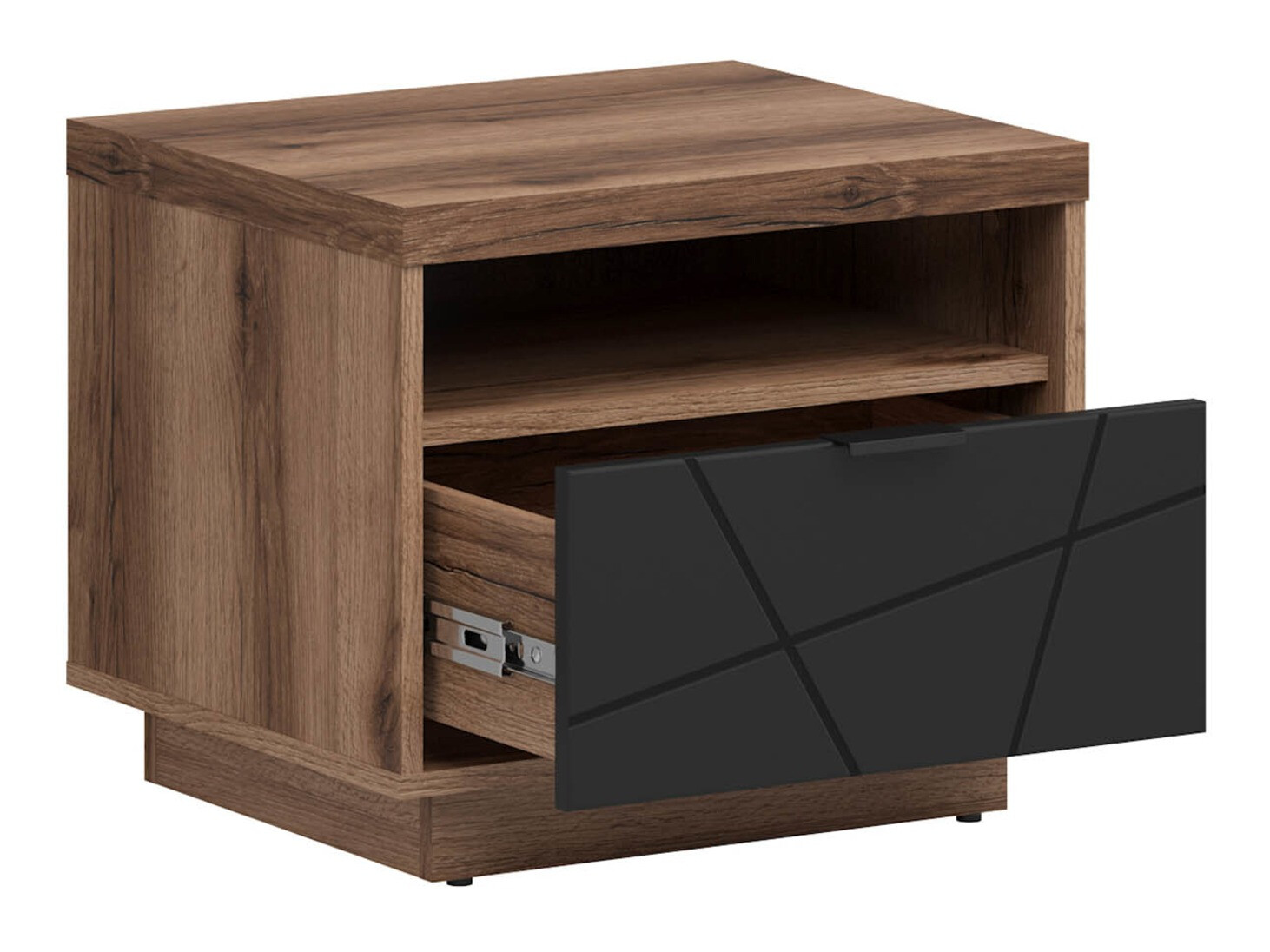 Прикроватная тумбочка Fivale 115 (Темный дуб делано + Матовый черный)