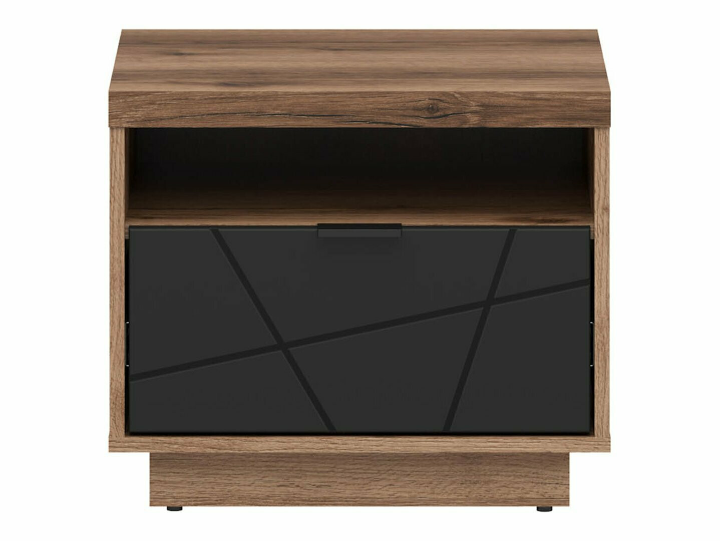Прикроватная тумбочка Fivale 115 (Темный дуб делано + Матовый черный)
