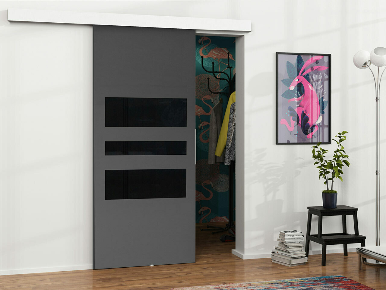 Раздвижные двери Dover 139 (Антрацит + Чёрный)
