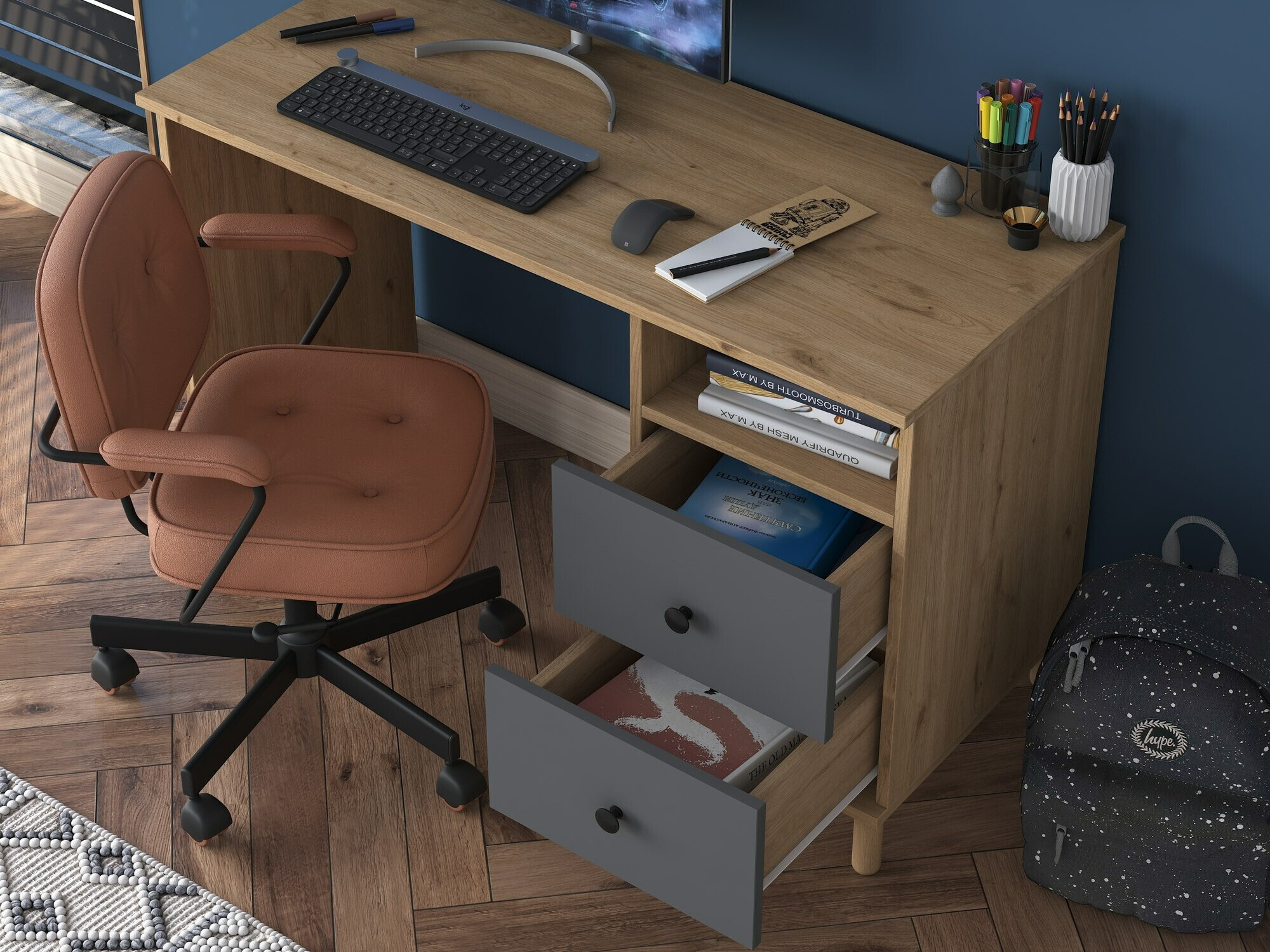 Письменный cтол Catdelu 102 (Грецкий орех + Антрацит)