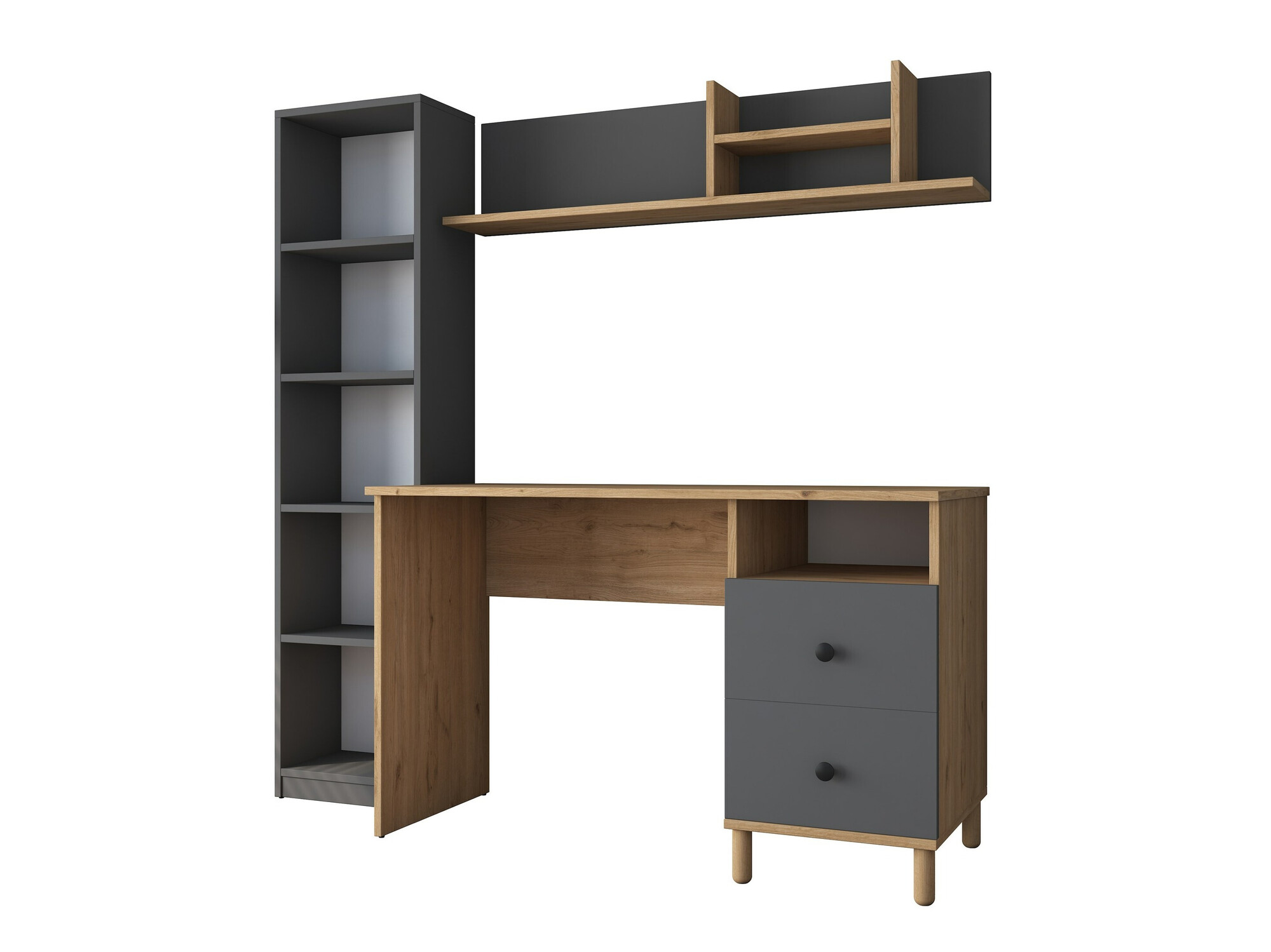 Комплект для домашнего офиса Catdelu 107 (Грецкий орех + Антрацит)
