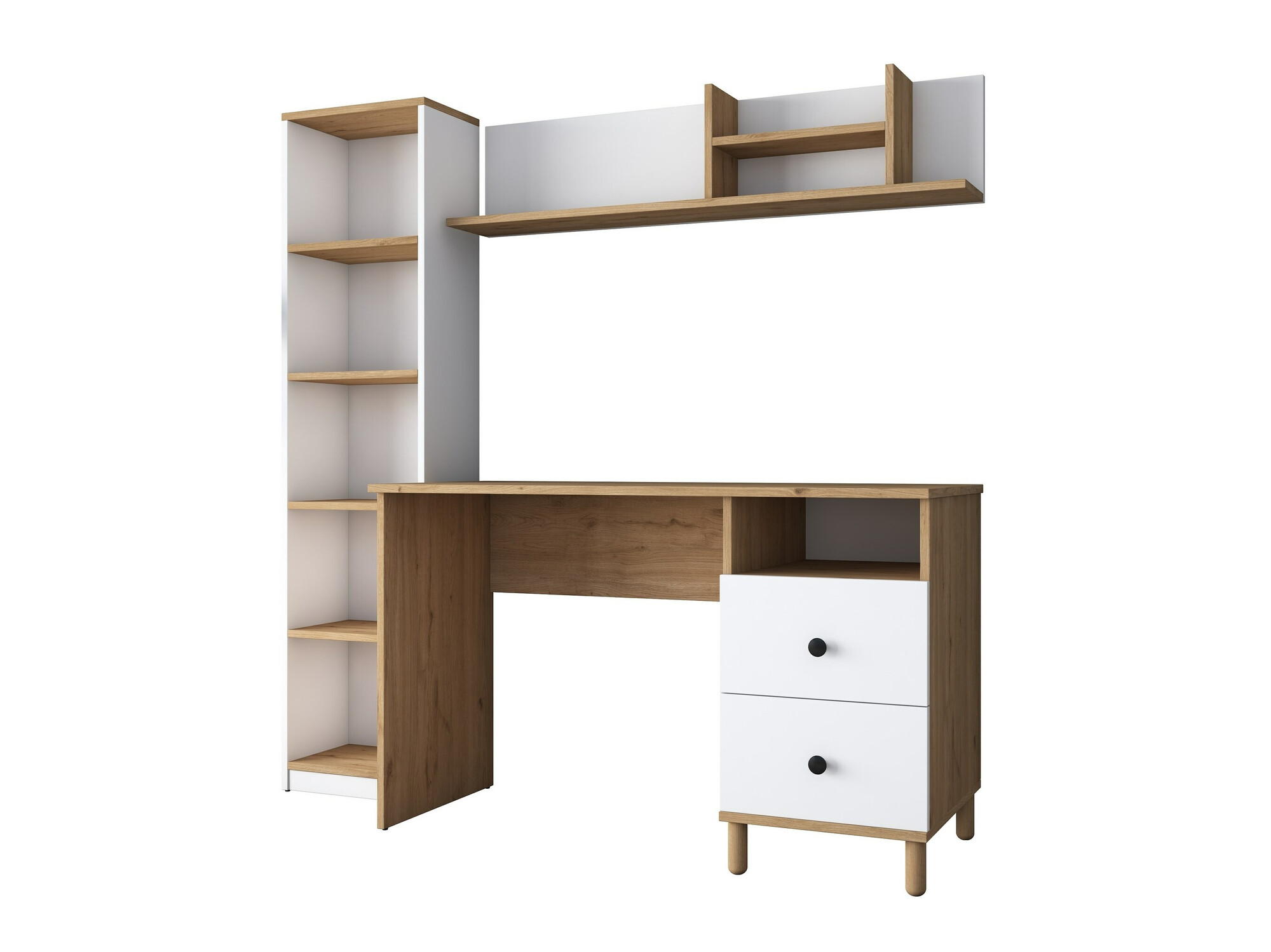 Mājas biroja komplekts Catdelu 107 (Riekstkoks + Balts)