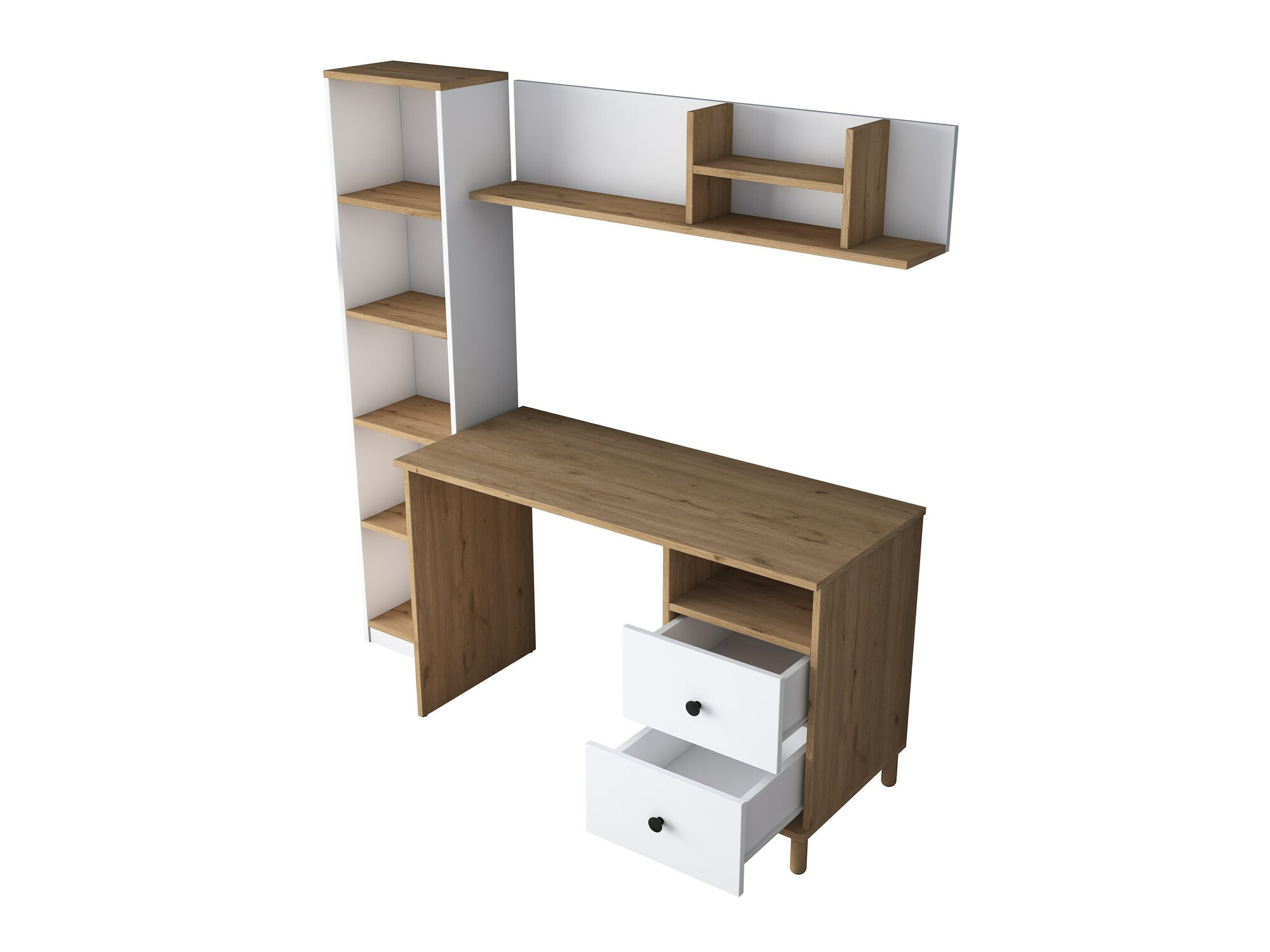 Mājas biroja komplekts Catdelu 107 (Riekstkoks + Balts)