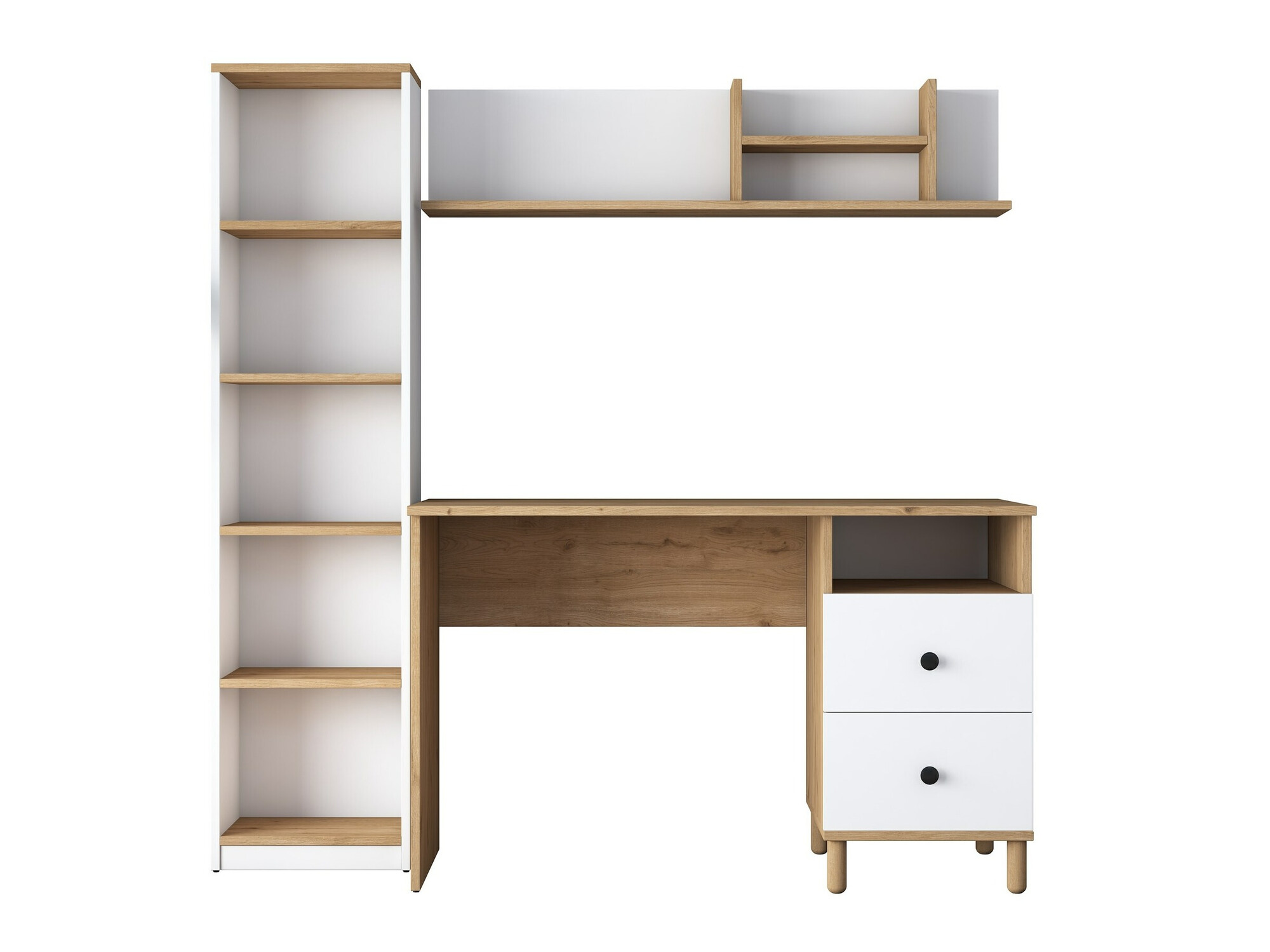 Mājas biroja komplekts Catdelu 107 (Riekstkoks + Balts)