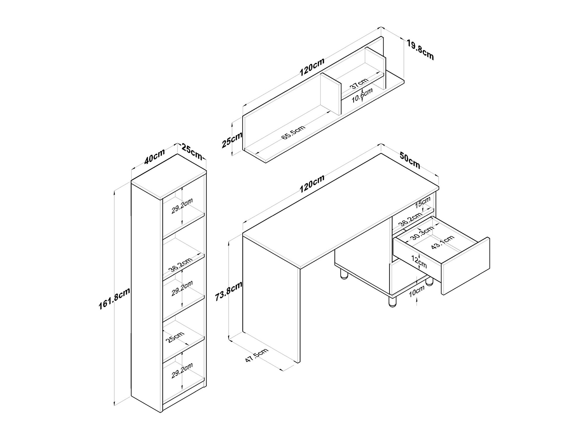 Mājas biroja komplekts Catdelu 107 (Riekstkoks + Balts)