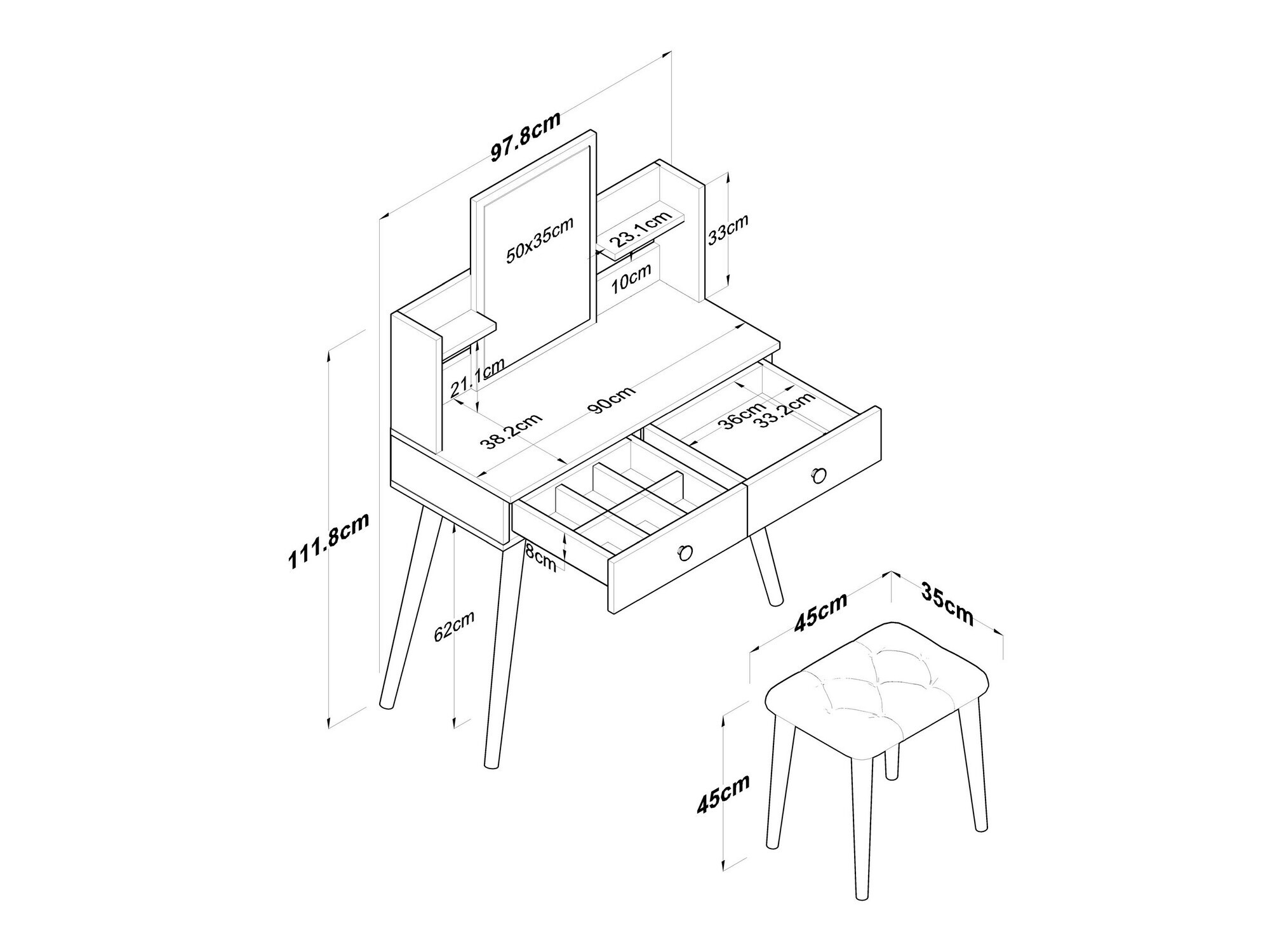 Макияжный столик Kailua 2114