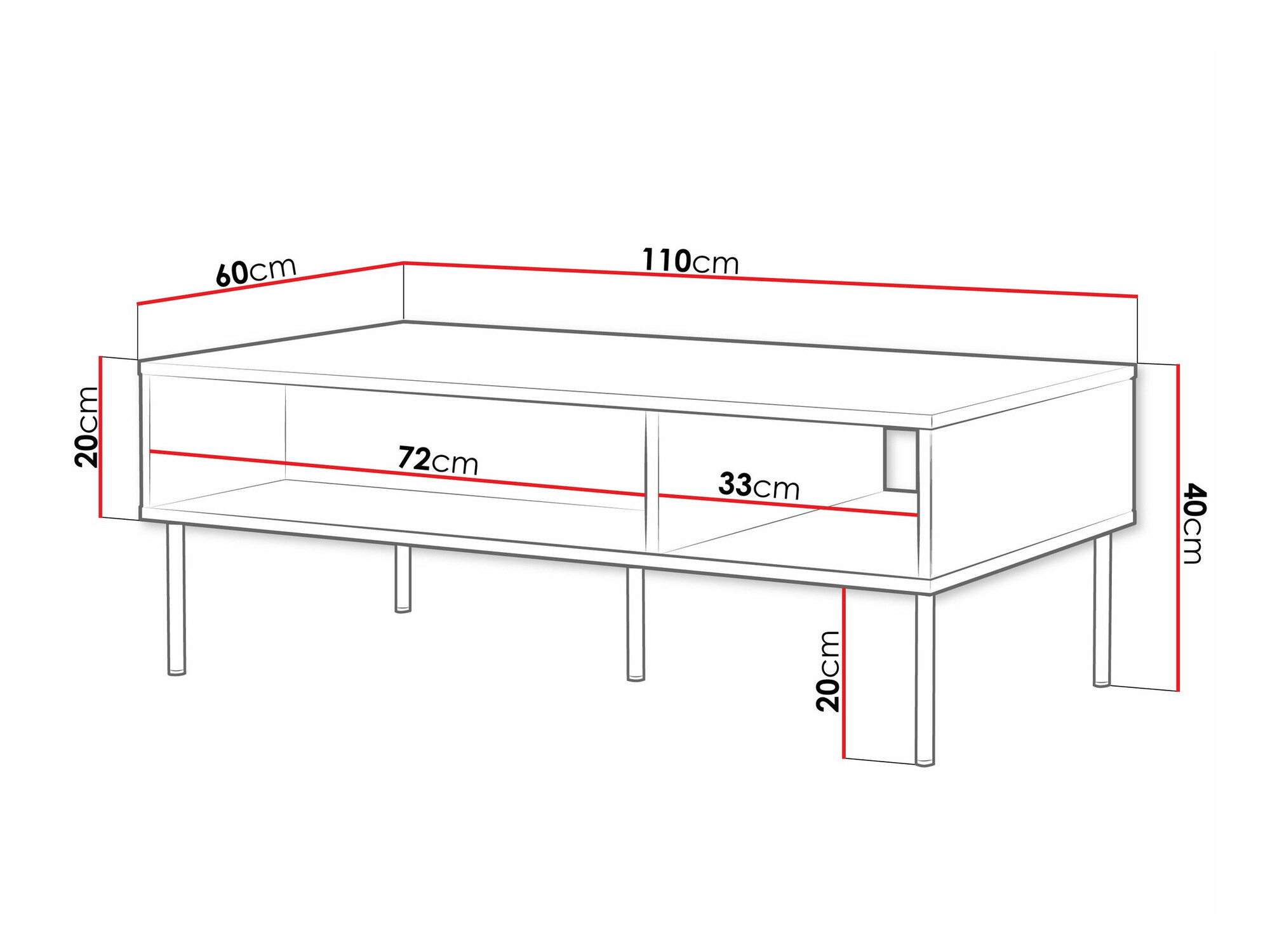 Žurnālu galdiņš Monciru 101 (Melns)