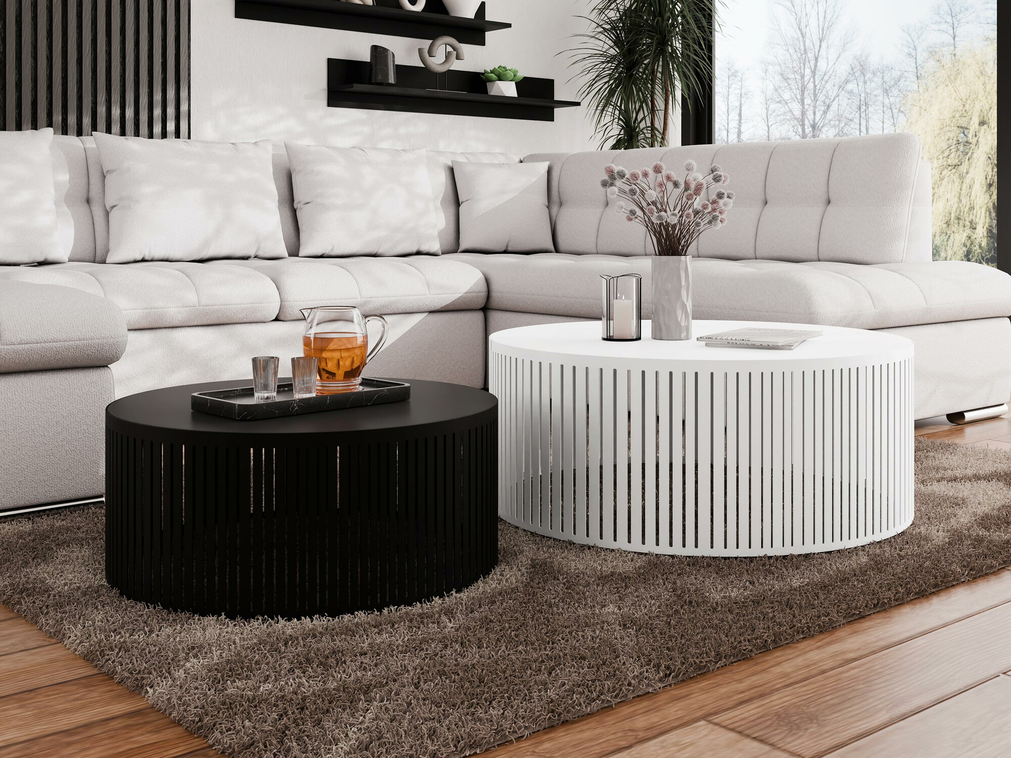 Комплект журнальных столиков Oswego 124 (Чёрный + Белый)