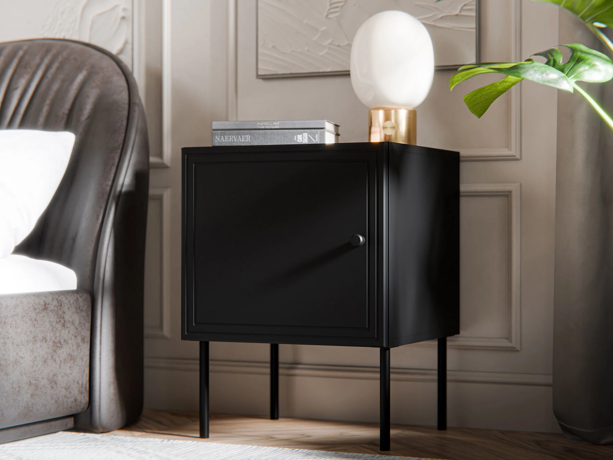 Naktsgaldiņu komplekts Monciru 104 (Melns)