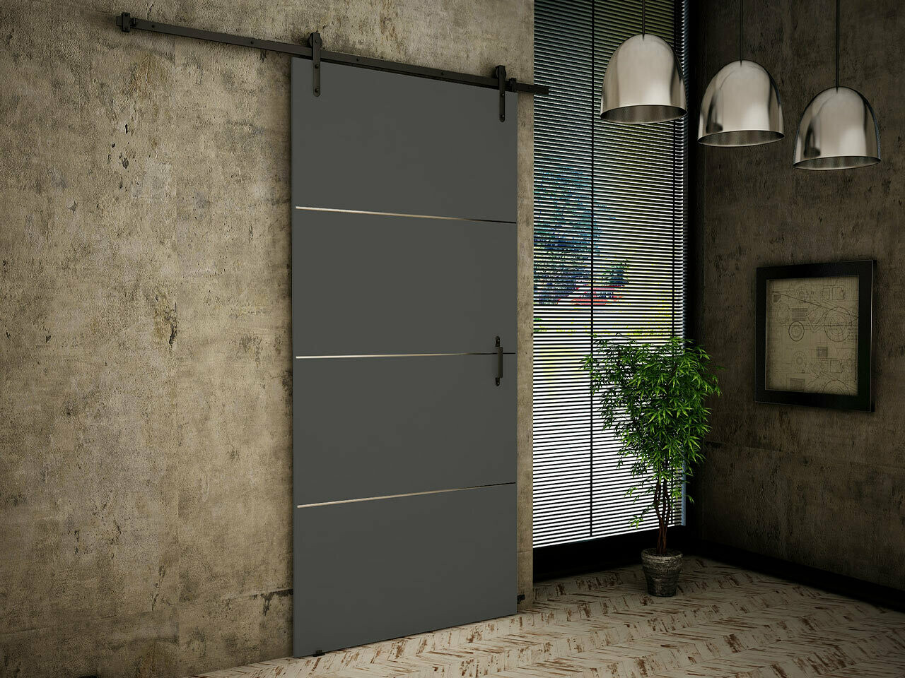 Bīdāmas durvis Dover 153 (Antracīts)