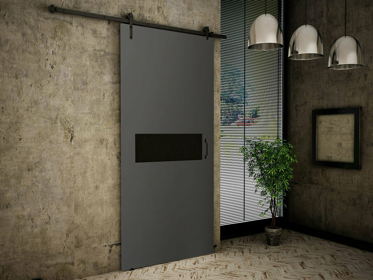 Bīdāmas durvis Dover 156 (Antracīts + Melns)