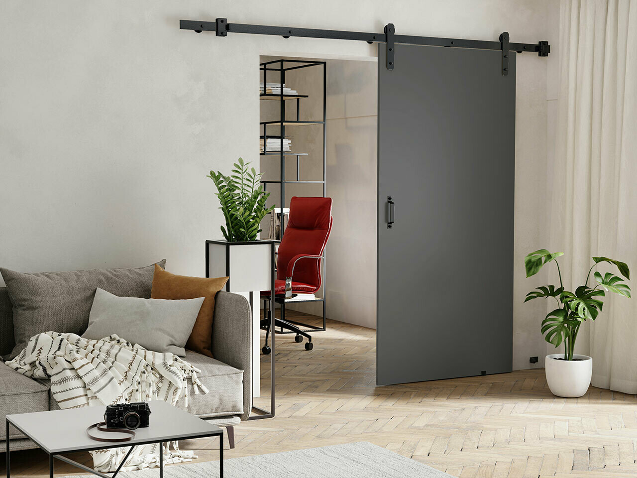 Bīdāmas durvis Dover 166 (Antracīts)