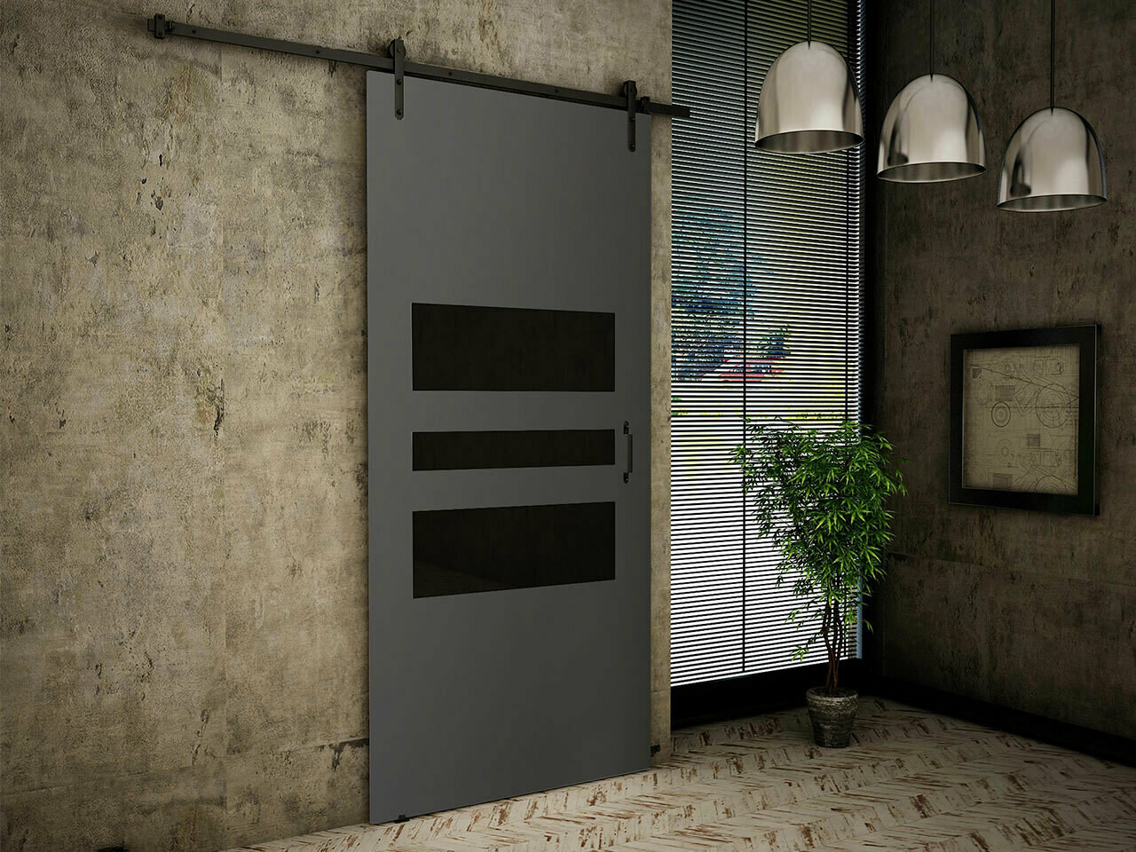 Раздвижные двери Dover 163 (Антрацит + Чёрный)