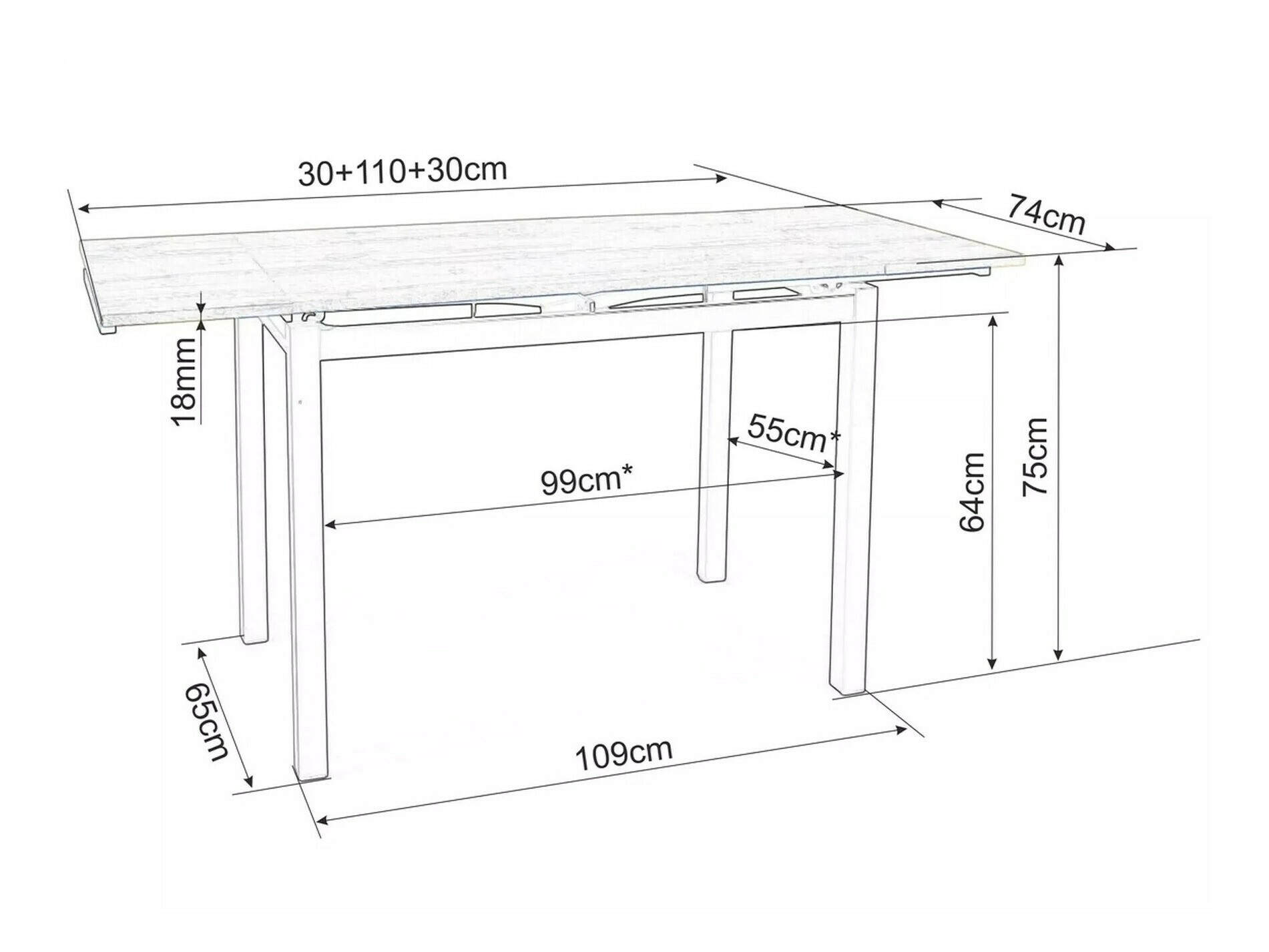 Galds Detroit 169 (Melns)