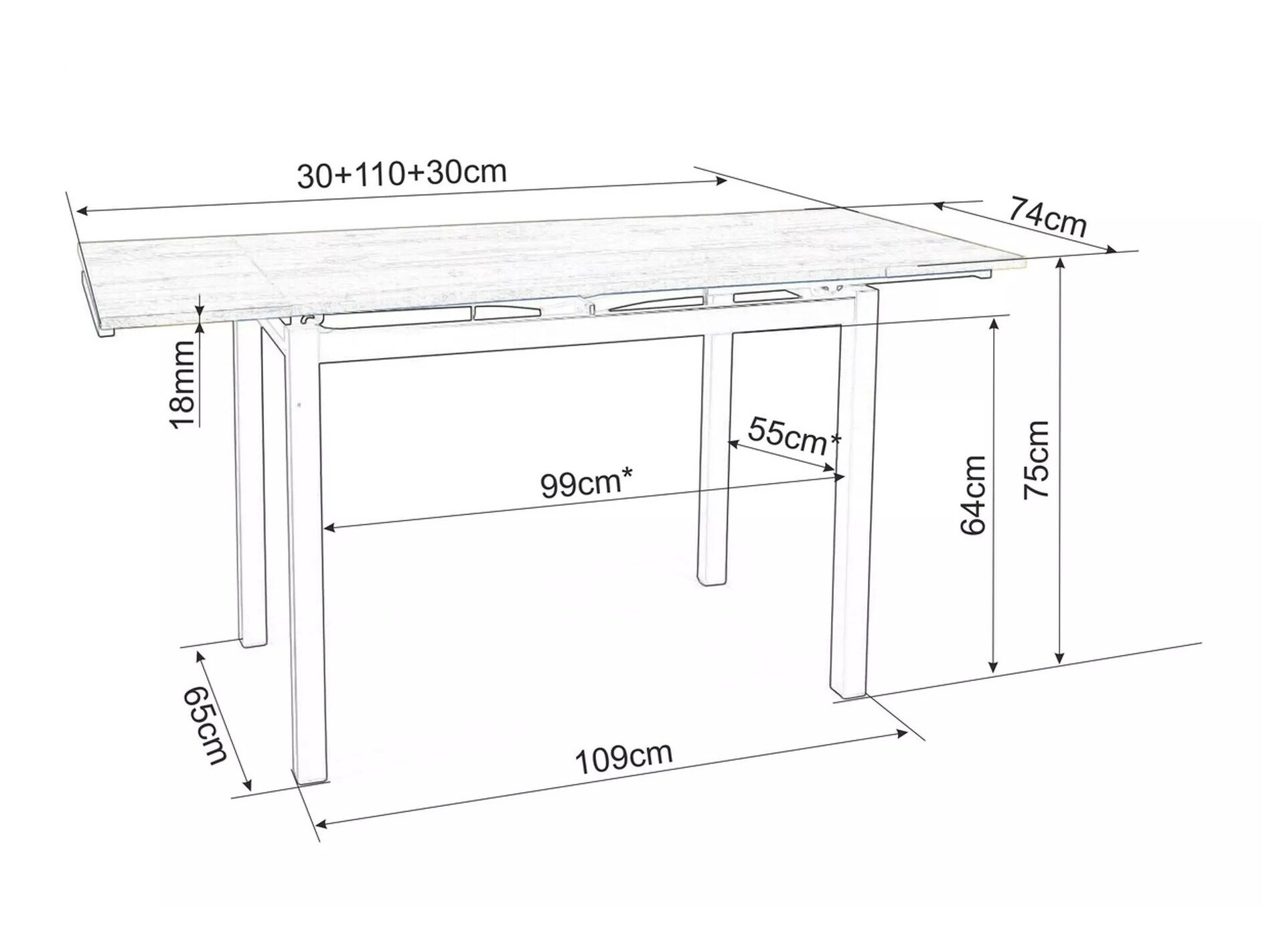 Galds Detroit 169 (Pelēks)