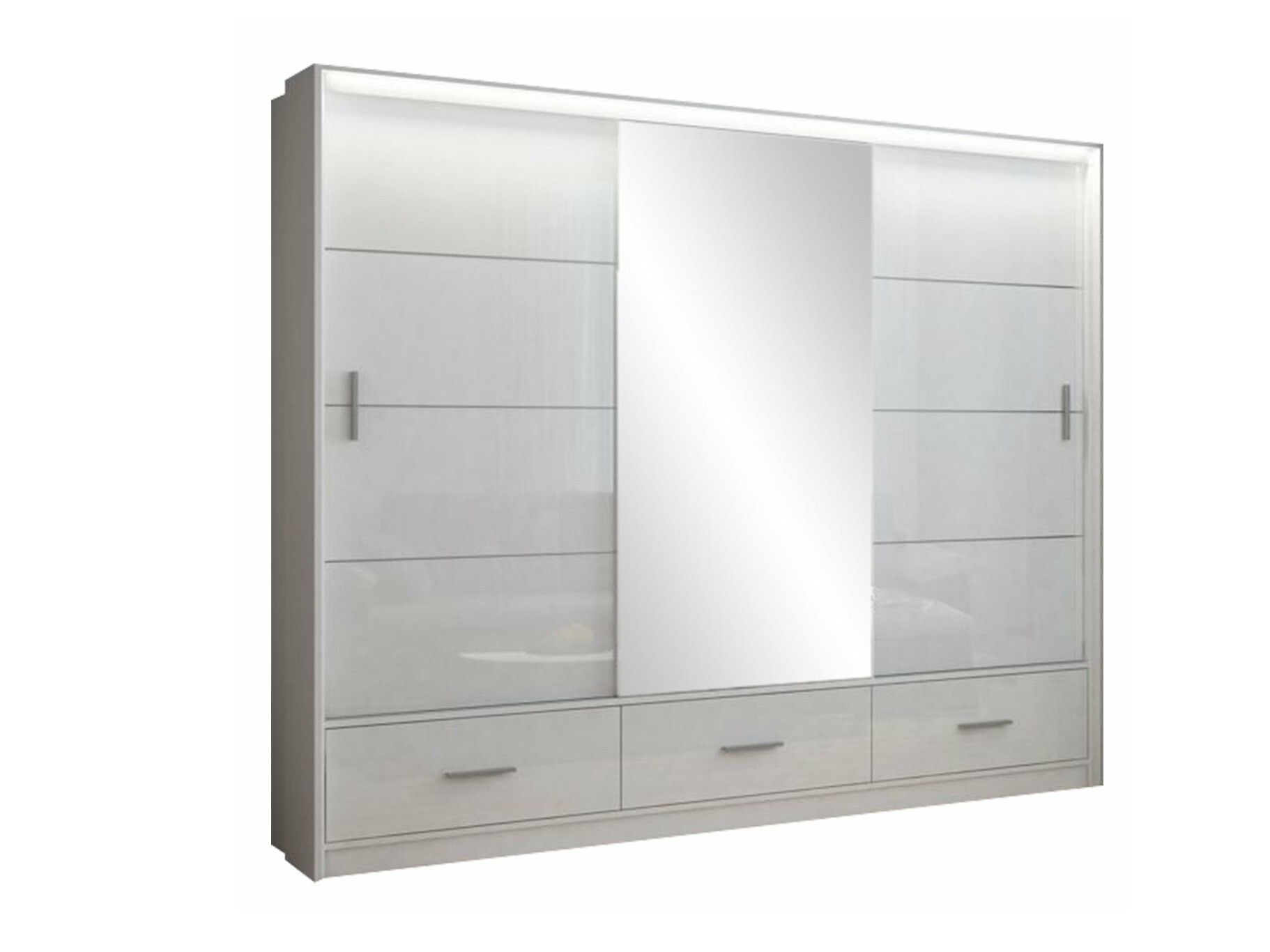 Skapis Honolulu 203 (Glancēts balts + Balts)