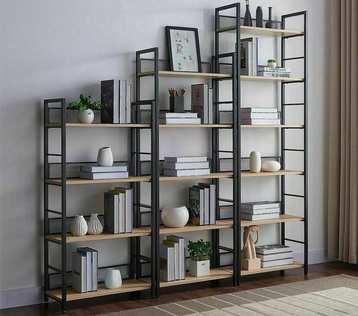 Стеллаж Detroit 186 (Чёрный + Дуб)