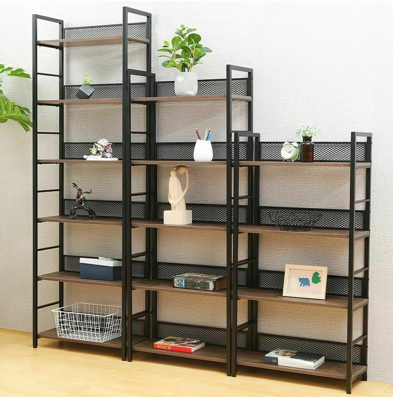 Стеллаж Detroit 189 (Чёрный + Дуб)