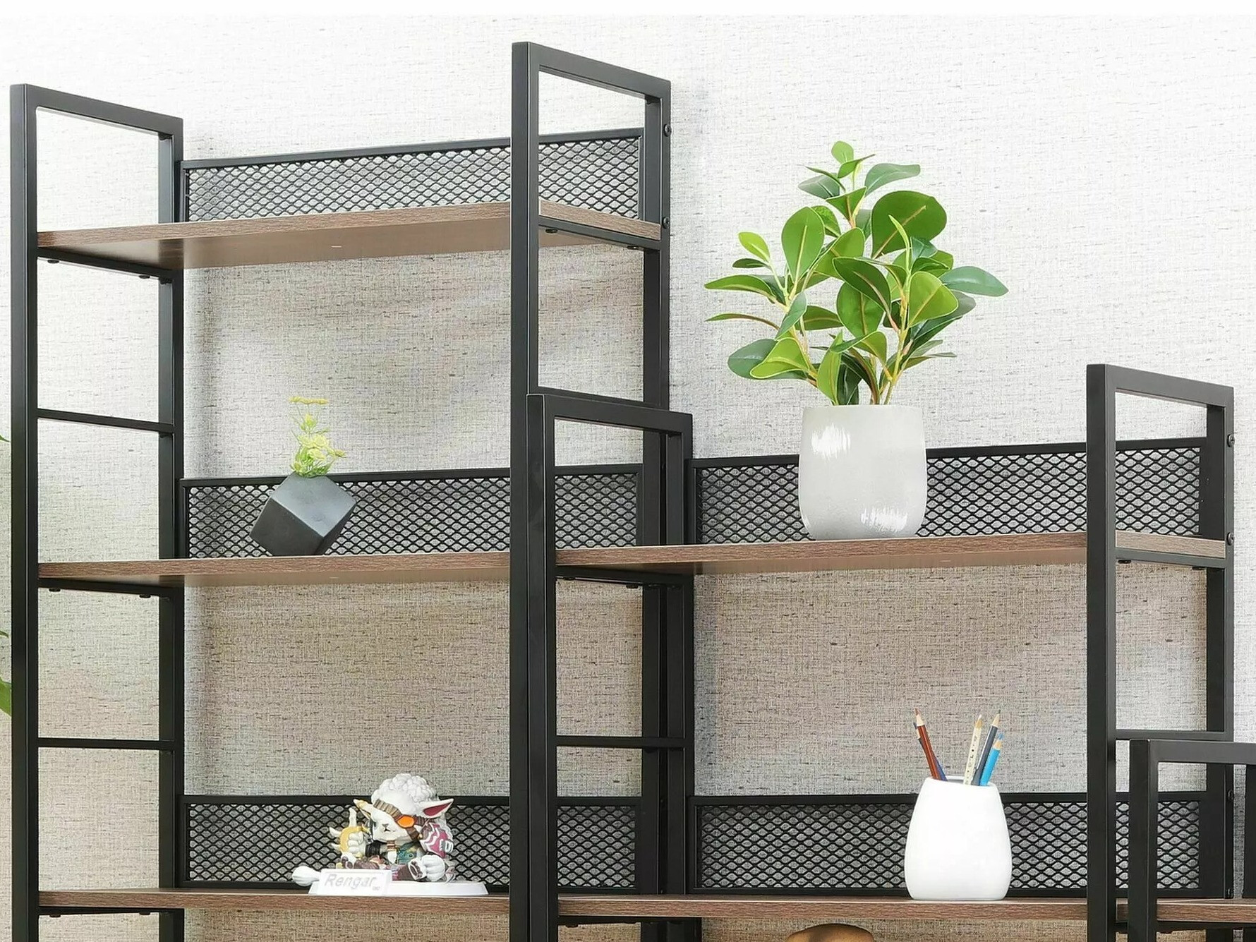 Стеллаж Detroit 189 (Чёрный + Дуб)