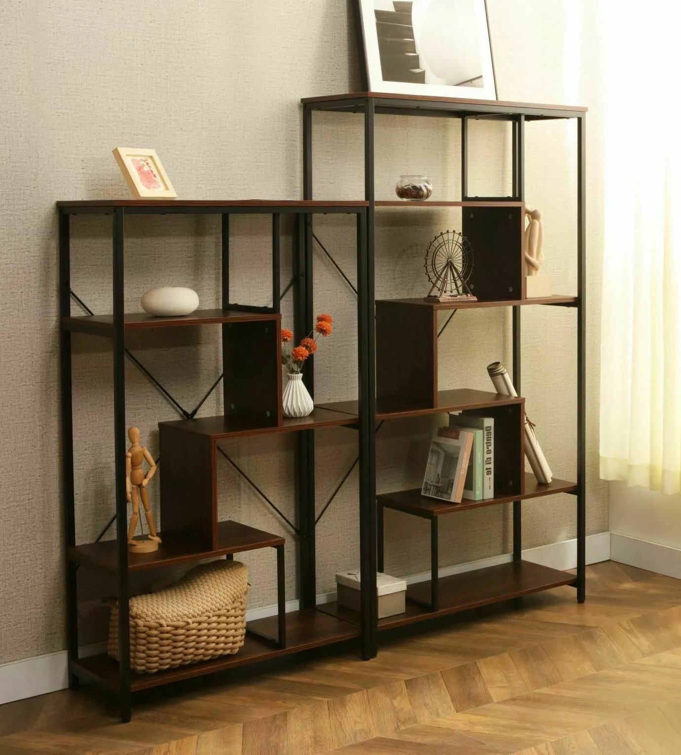 Стеллаж Detroit 234 (Грецкий орех + Чёрный)