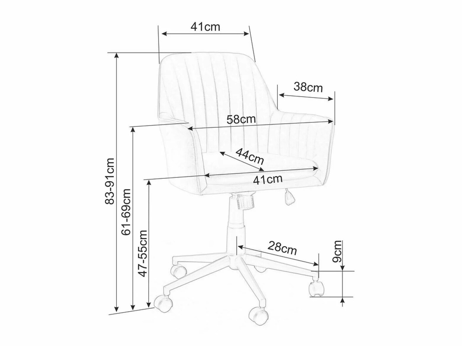 Biroja krēsls Detroit 295 (Tumši rozā)