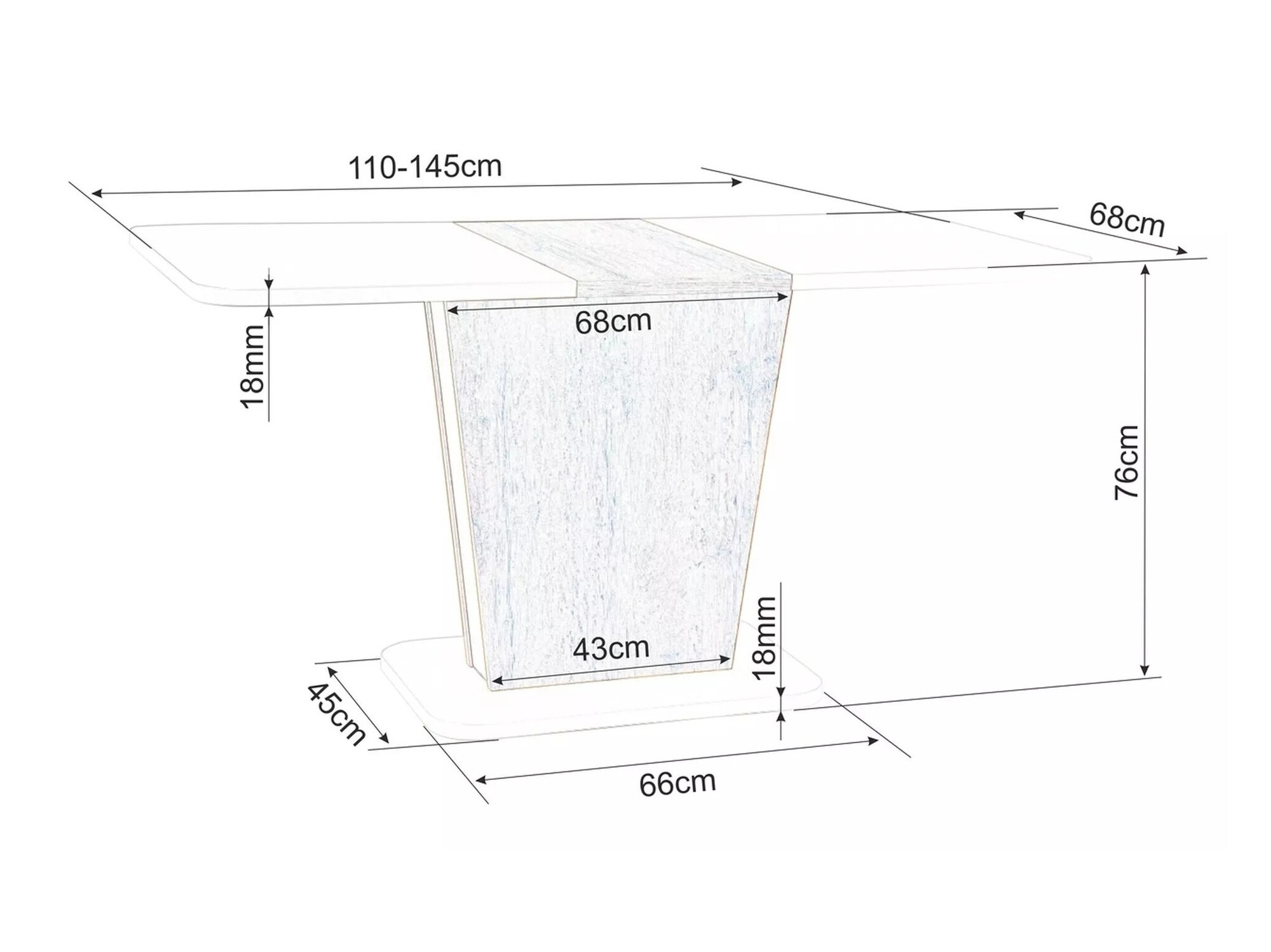 Cтол Detroit 322 (Белый + Бетон)