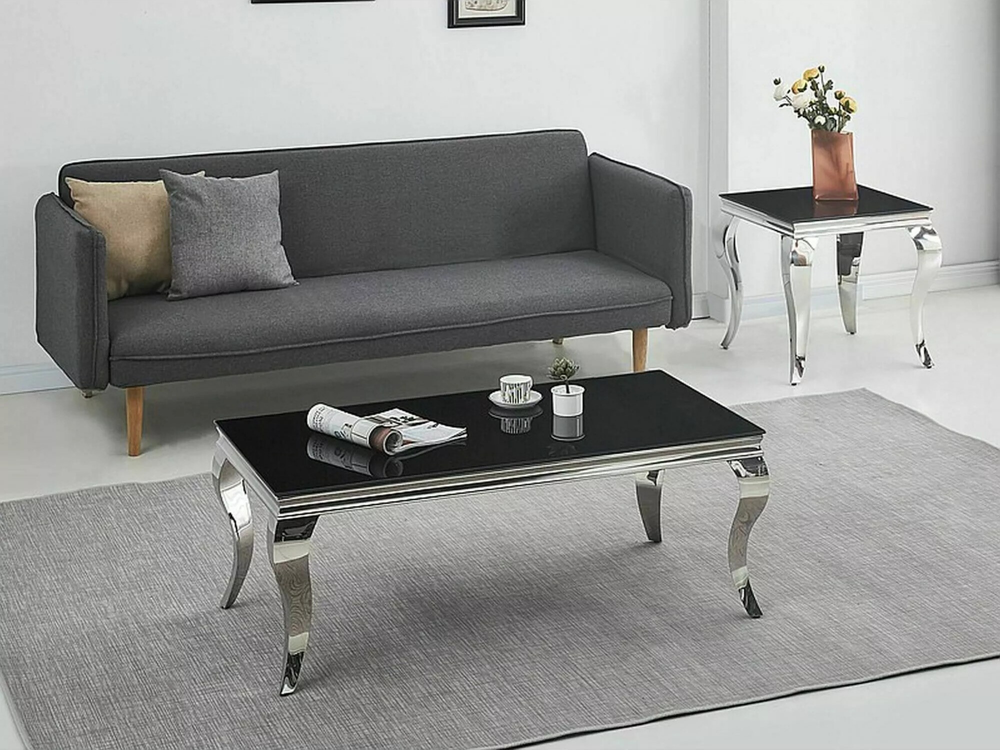 Žurnālu galdiņš Detroit 841 (Melns + Sudraba)