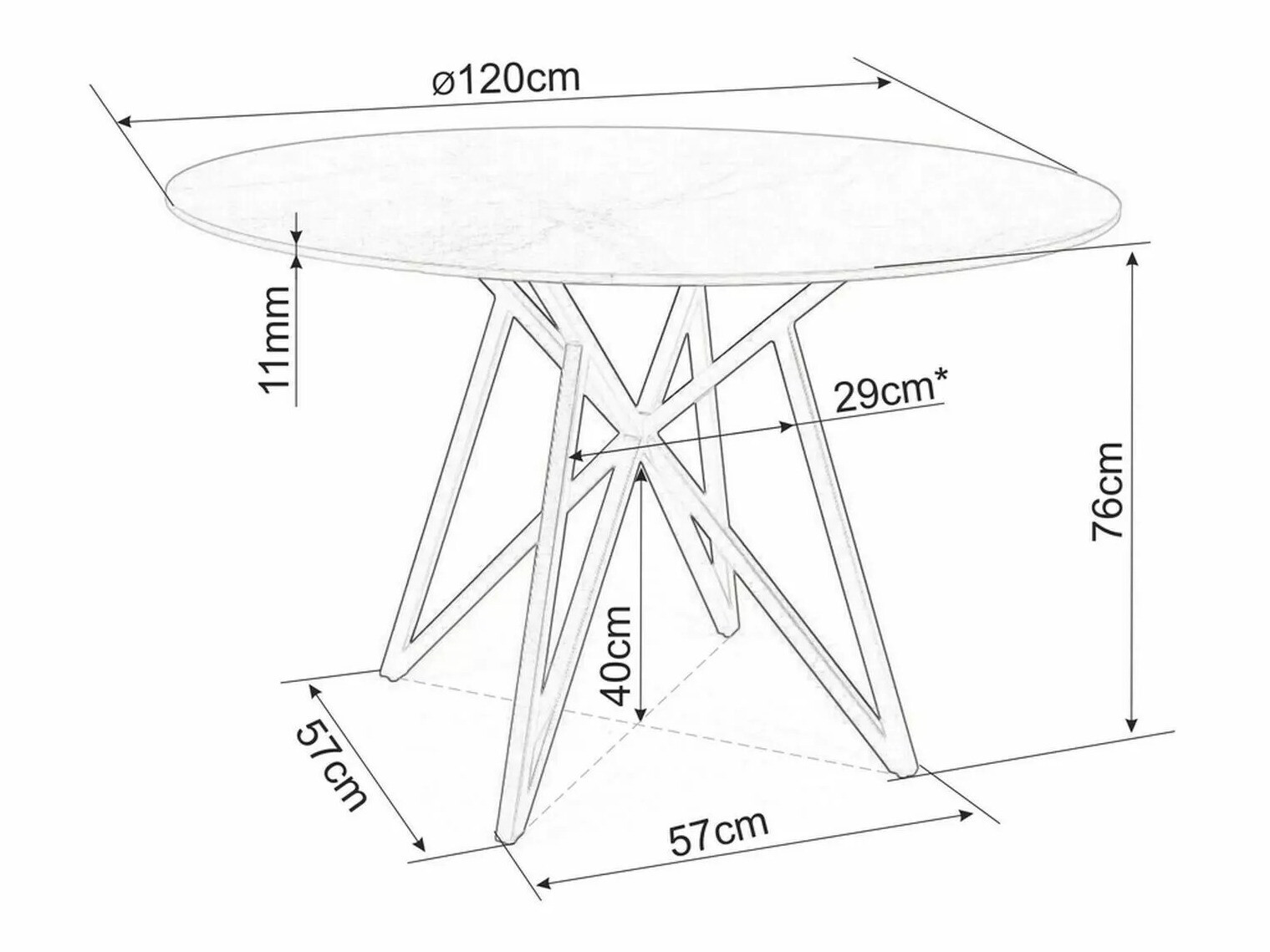 Galds Detroit 341 (Pelēks marmors + Melns)