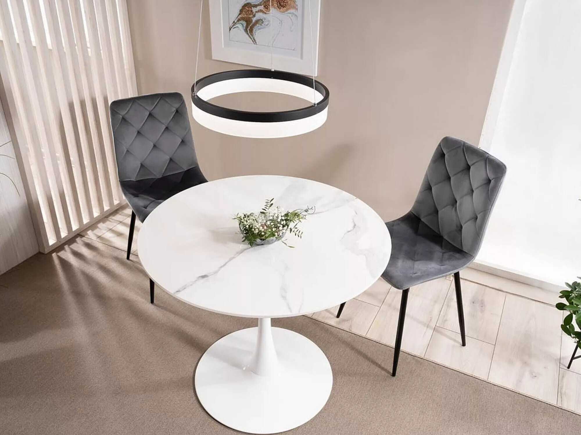 Galds Detroit 378 (Balts marmors + Balts)