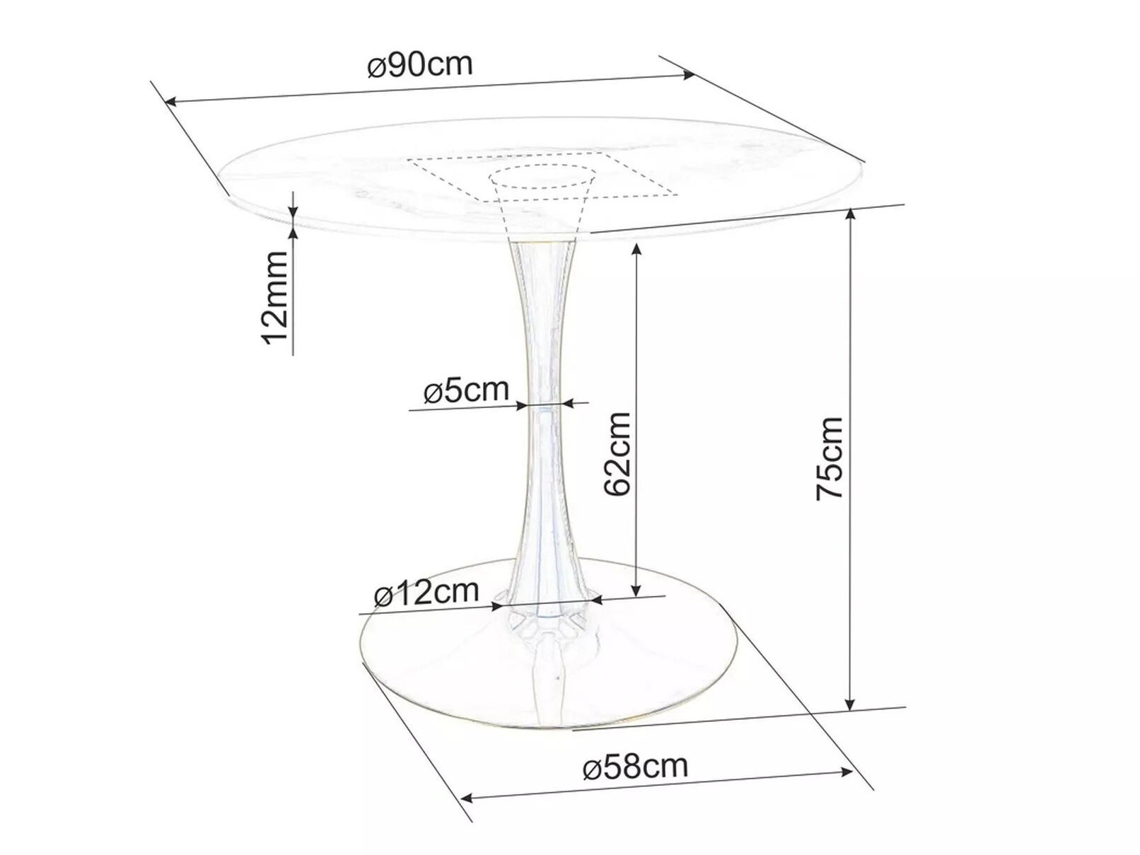 Galds Detroit 378 (Balts marmors + Balts)