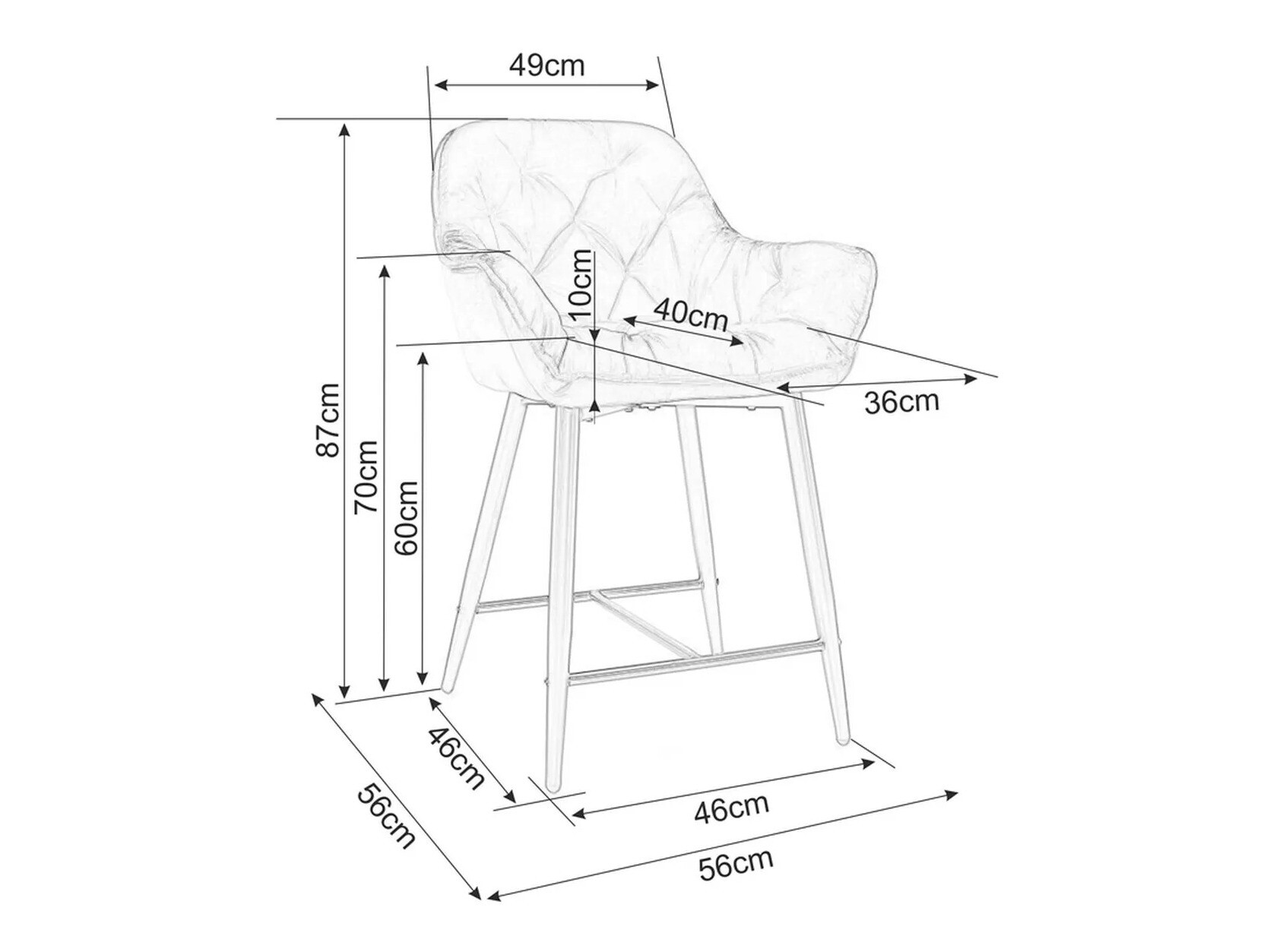 Zemais bāra krēsls Detroit 362 (Bēšs)