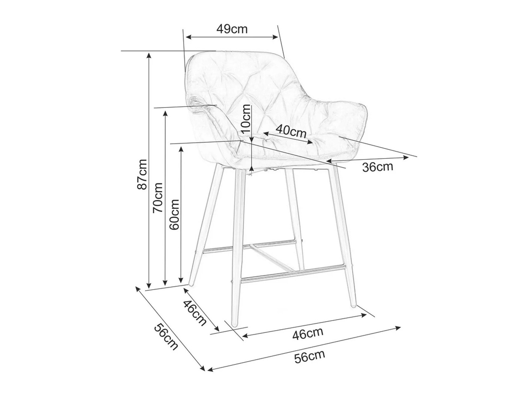 Zemais bāra krēsls Detroit 362 (Pelēks)