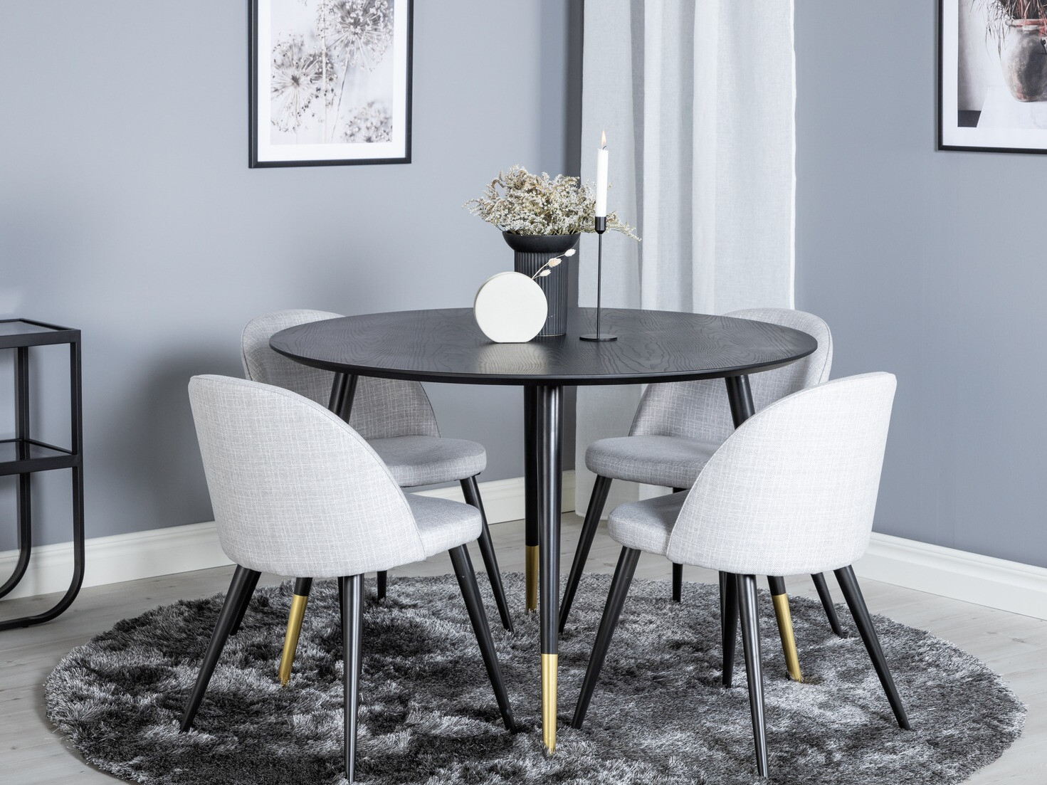 Ēdamistabas komplekts Dallas 1191 (Gaiši pelēks + Melns)