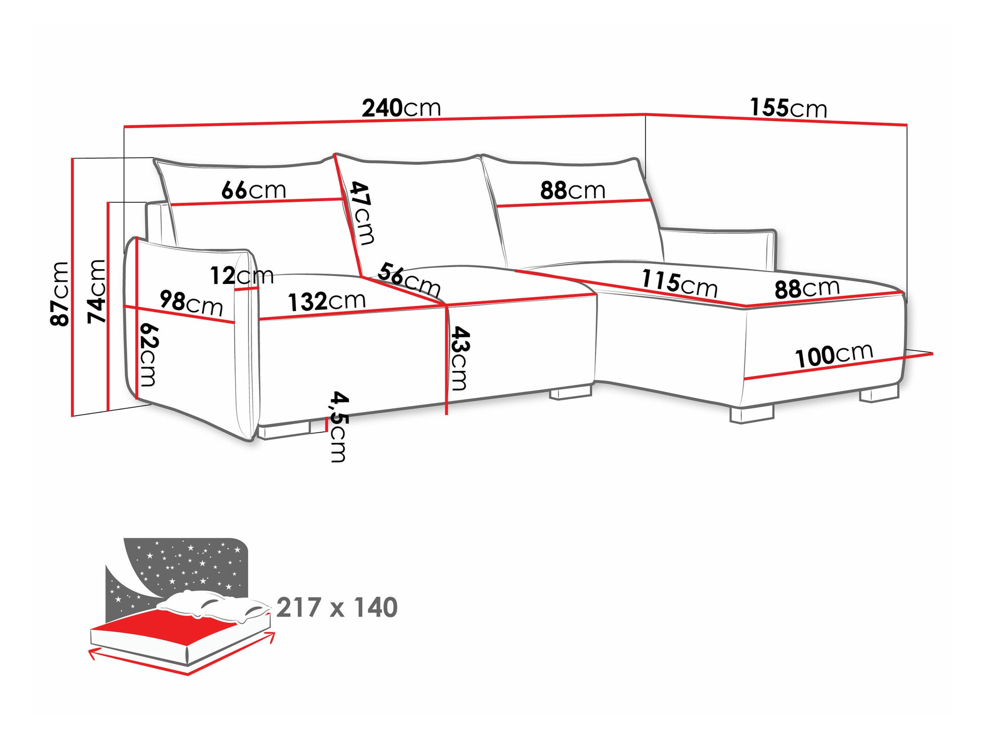 Stūra dīvāns Columbus 226 (Soul 15)