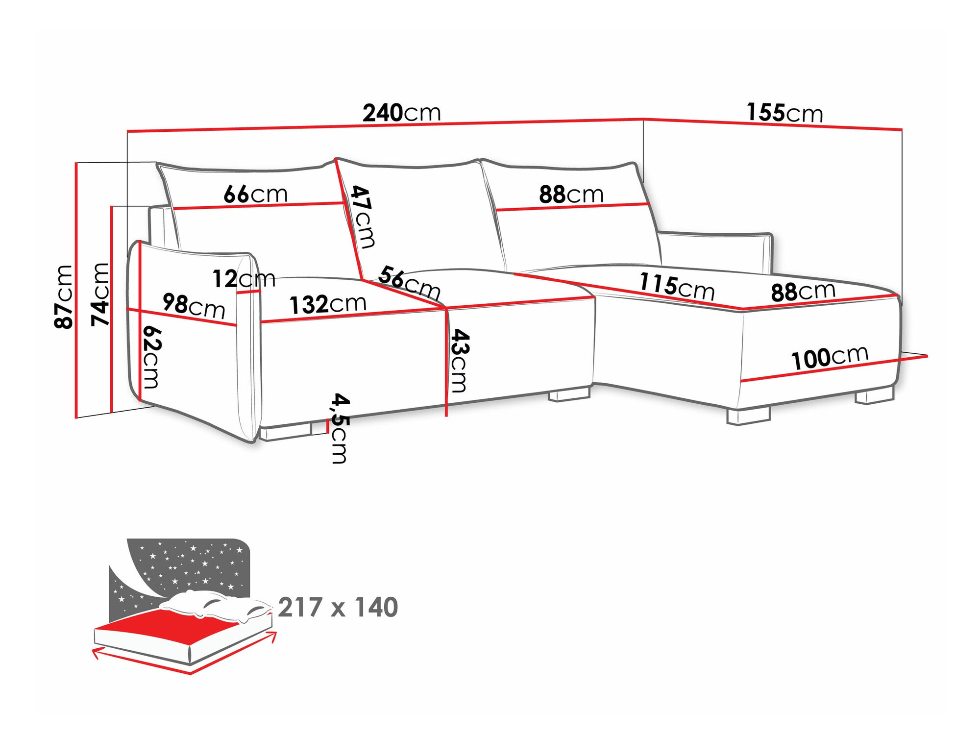Stūra dīvāns Columbus 226 (Soul 4)