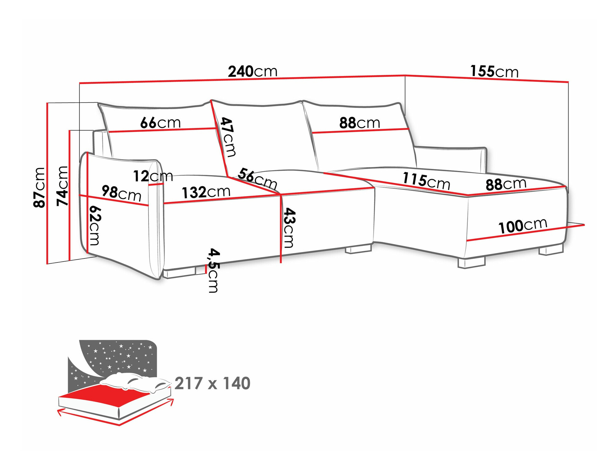 Stūra dīvāns Columbus 226 (Soul 8)
